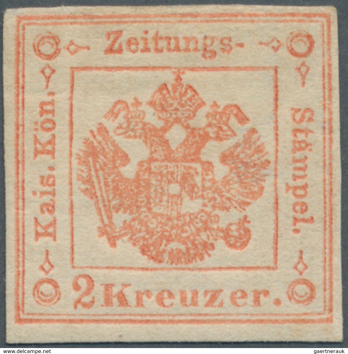 Österreich - Lombardei Und Venetien - Zeitungsstempelmarken: 1858, 2 Kr Mattrot, Allseits Vollrandig - Lombardije-Venetië