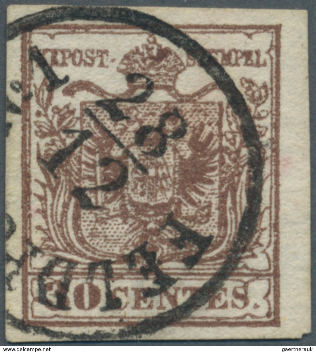 Österreich - Lombardei Und Venetien - Stempel: 1850, 30 C Dunkelbraun, Handpapier, Vollrandig, Entwe - Lombardo-Veneto