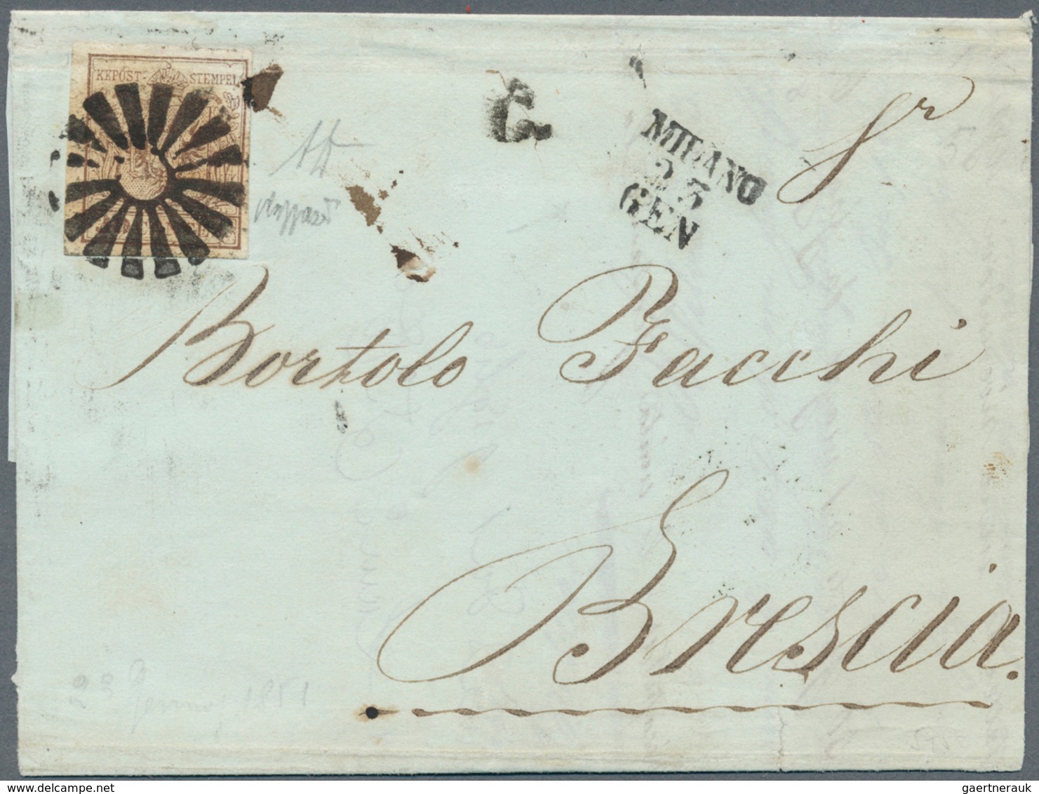 Österreich - Lombardei Und Venetien - Stempel: 1851: MILANO Stummer Stempel (11 Punkte, Nur 9 Tage I - Lombardy-Venetia