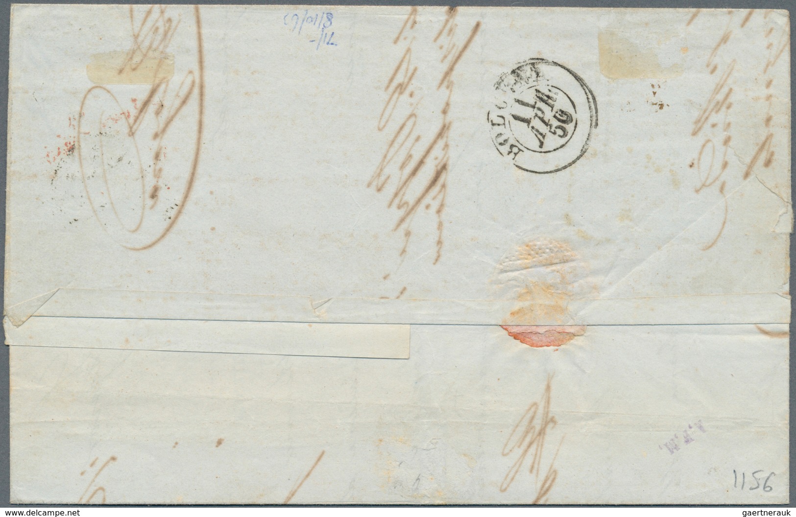 Österreich - Lombardei Und Venetien - Stempel: 1854/1857, 45 Kr Blau, Einzelfrankatur Auf Kompl. Fal - Lombardy-Venetia
