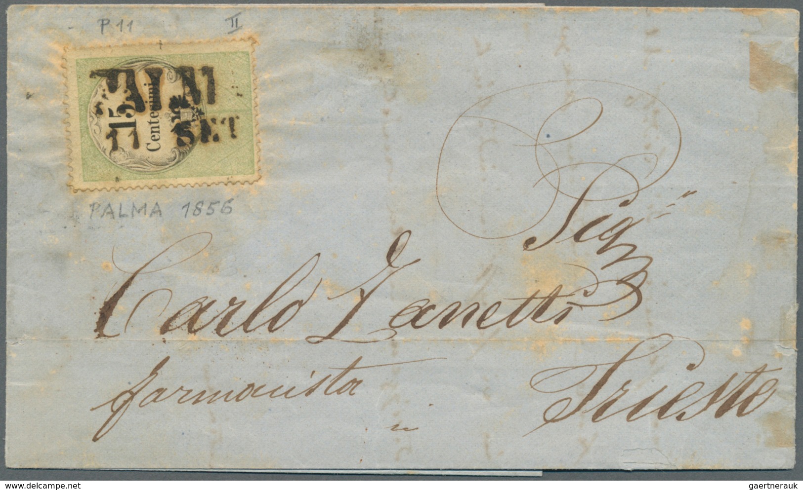 Österreich - Lombardei Und Venetien - Stempel: 1856, 15 C Grün/schwarz, Gut Gezähnt, Entwertet Mit L - Lombardo-Veneto