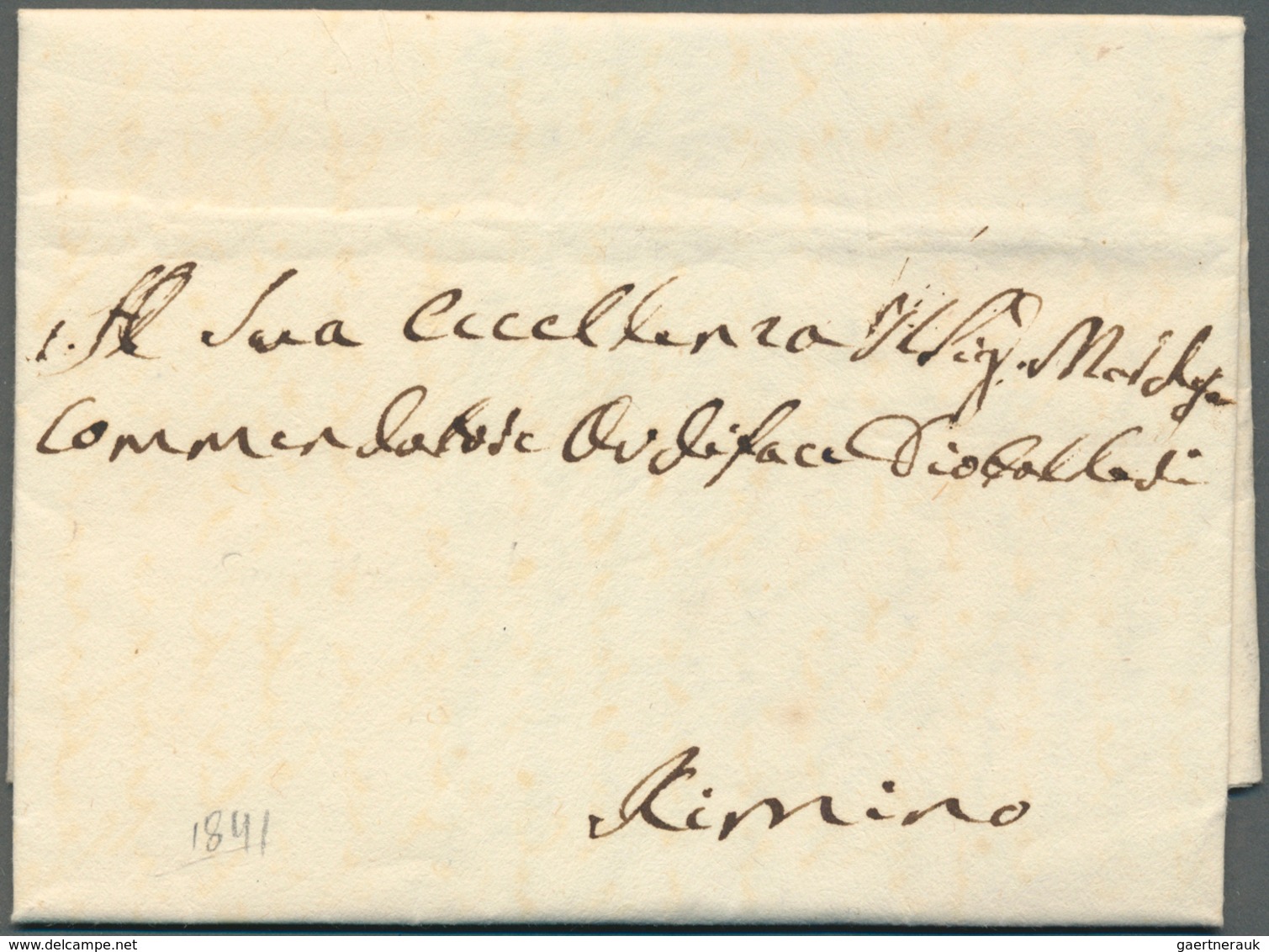 San Marino - Vorphilatelie: 1841, Folded Letter With Full Content, Written In SAN MARINO Sent To Rim - ...-1877 Prefilatelia