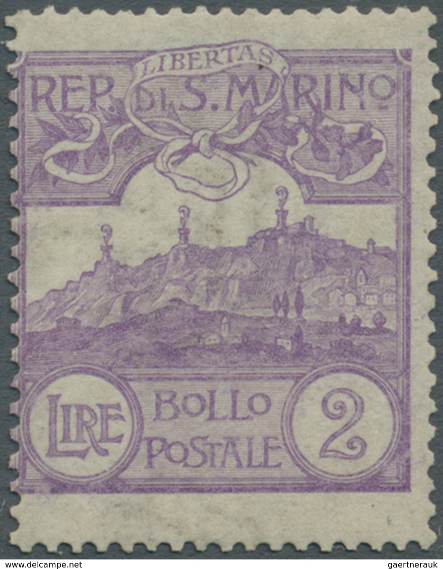 San Marino: 1903, 2 L. Violet, Mint Tiny Hinge Remain, Expertised Raybaudi, Sassone Catalogue Value - Andere & Zonder Classificatie