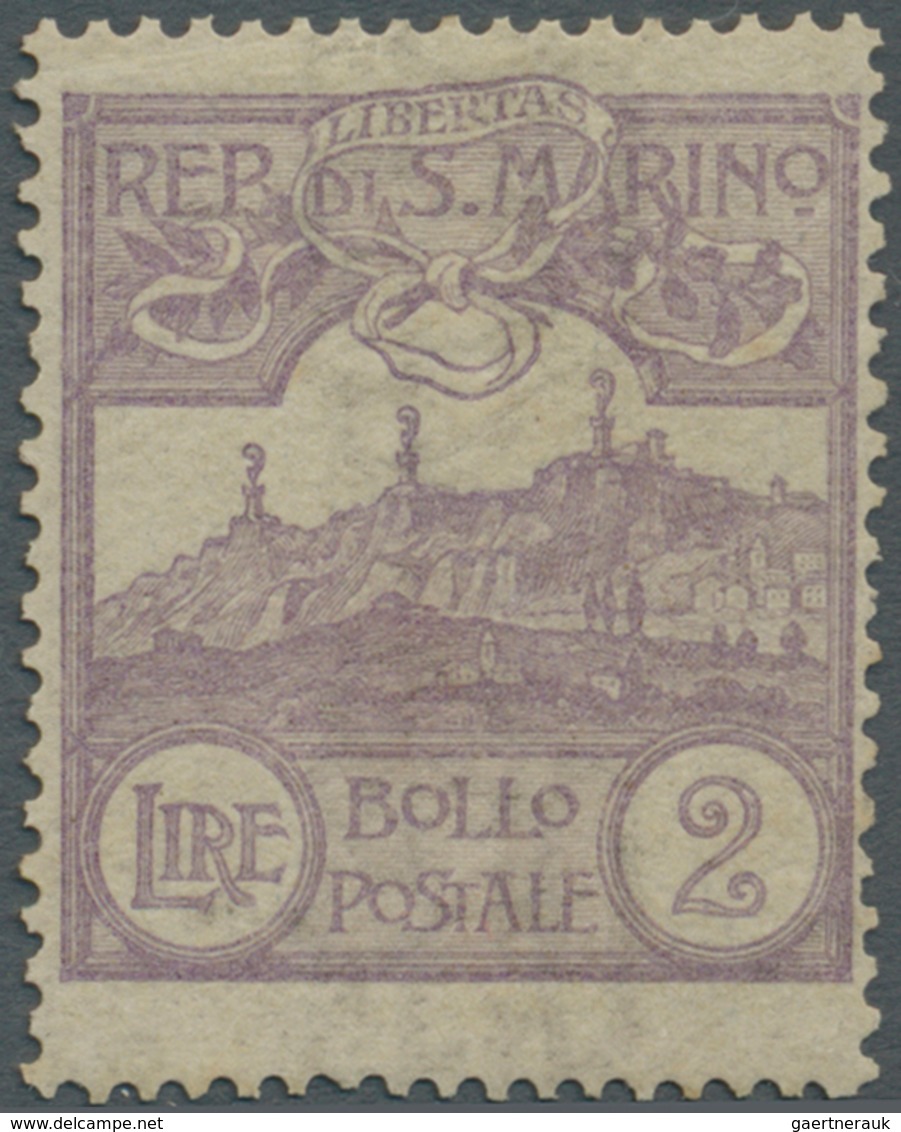 San Marino: 1903, 2 L. Violet, Mint Tiny Hinge Remain, Expertised Diena, Sassone Catalogue Value 1.4 - Andere & Zonder Classificatie