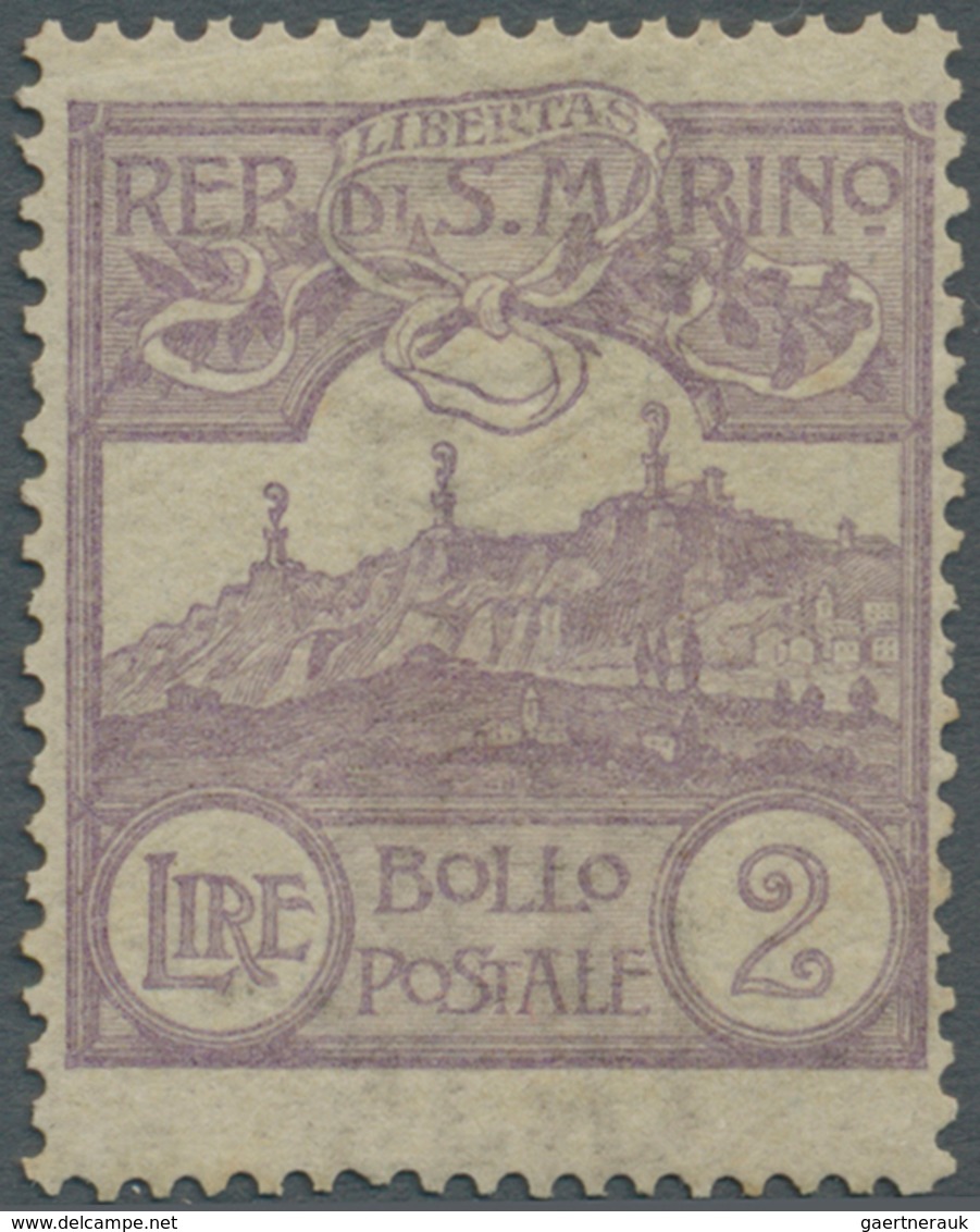 San Marino: 1903, 2 L. Violet, Mint Tiny Hinge Remain, Expertised Diena, Sassone Catalogue Value 1.4 - Altri & Non Classificati