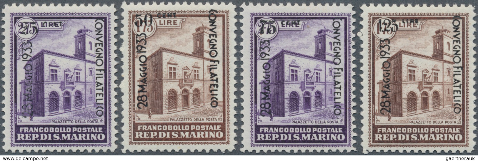 San Marino: 1933, Philatelic Congress, Complete Set Of Four Values, Unmounted Mint, Signed. Sass. 17 - Andere & Zonder Classificatie