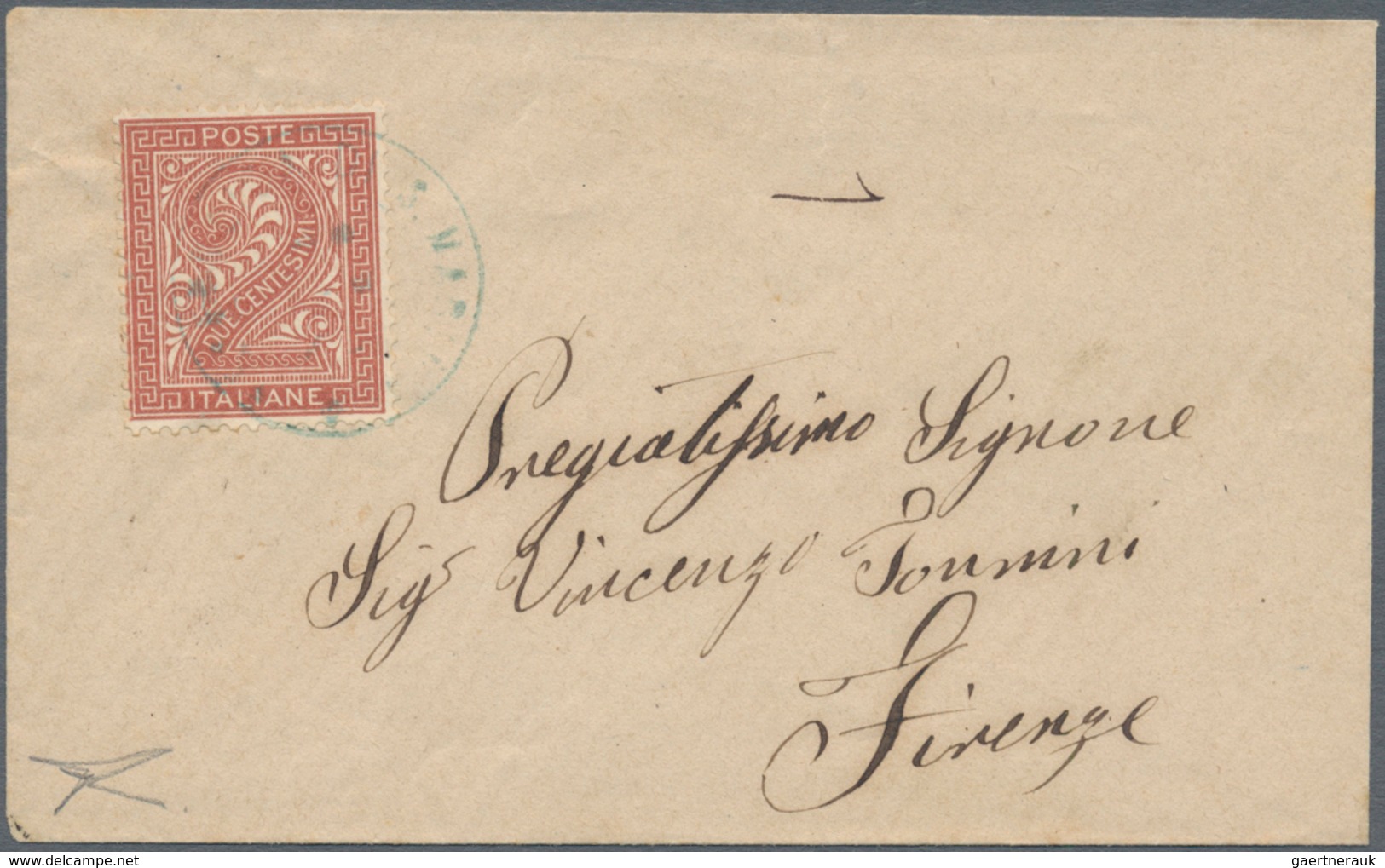 San Marino - Stempel: 1863: Forerunner, 2 Cents Brick Red, Turin Printing, Tied By Blue Double Circl - Altri & Non Classificati