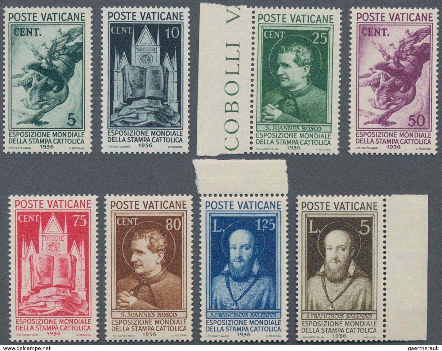 Vatikan: 1936, Pristine Series, Mint Never Hinged, 1a Centered (Mi. = € 500,-). ÷ 1936, Taufrische, - Andere & Zonder Classificatie