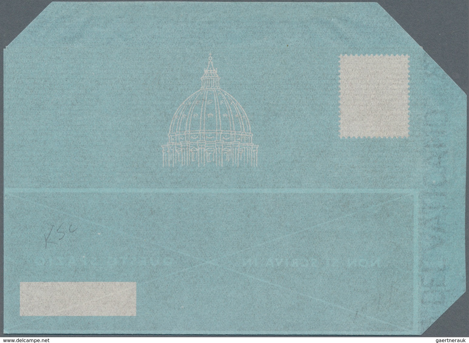 Vatikan - Ganzsachen: 1952, Airletter L. 80 "AEROGRAMMA" Blue, Unused. Variety: Missing Blue Print. - Postwaardestukken