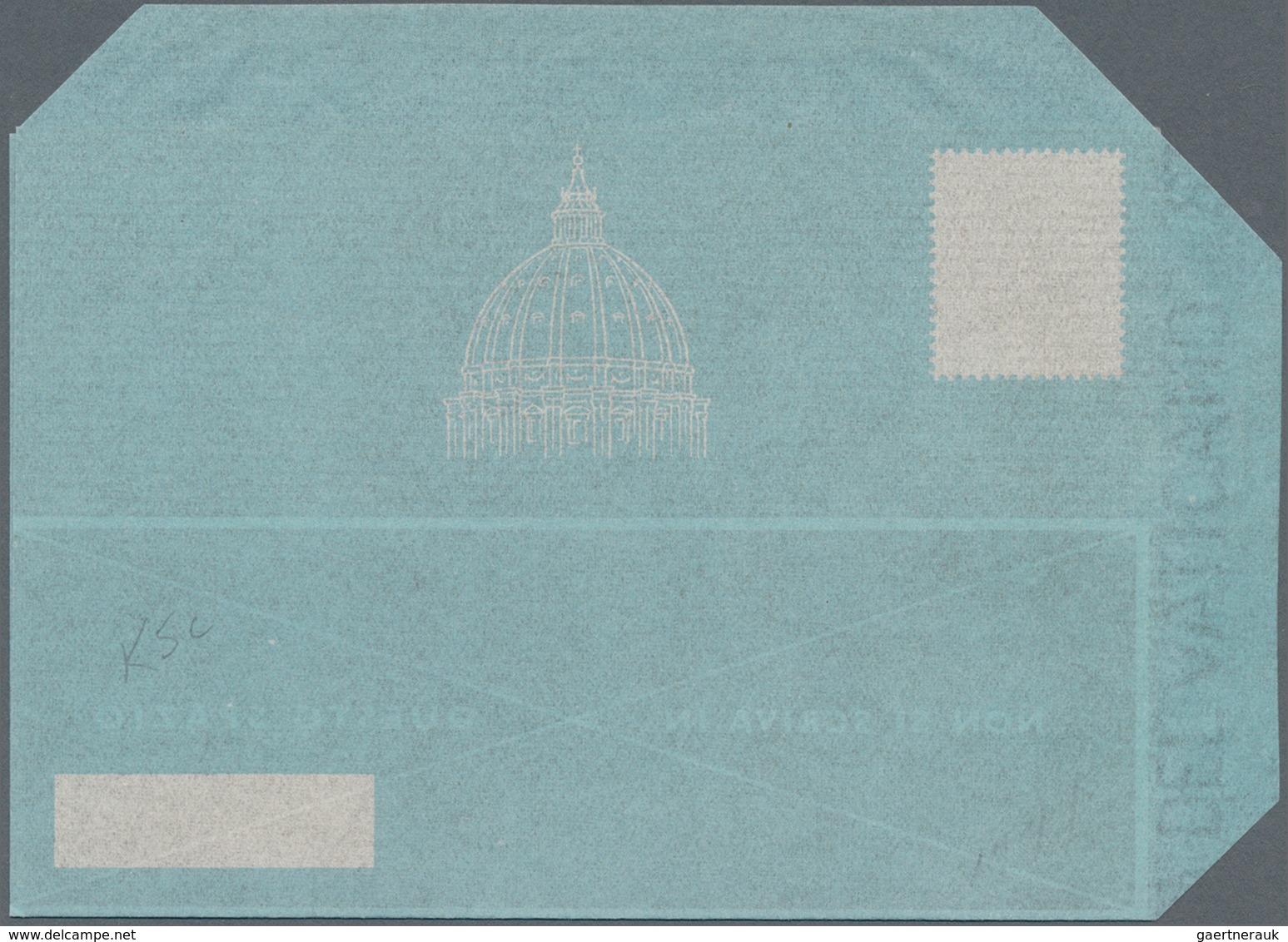 Vatikan - Ganzsachen: 1952, Airletter L. 80 "AEROGRAMMA" Blue, Unused. Variety: Missing Blue Print. - Postal Stationeries