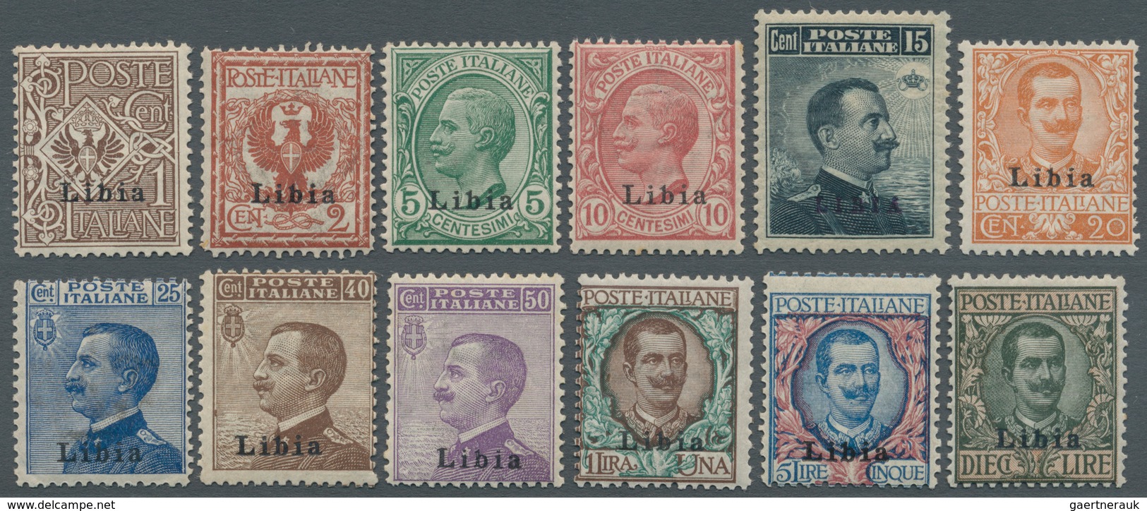 Italienisch-Libyen: 1912, Definitives "Coat Of Arms/Vittorio Emanuele", 1c. To 10l., Complete Set Of - Libya