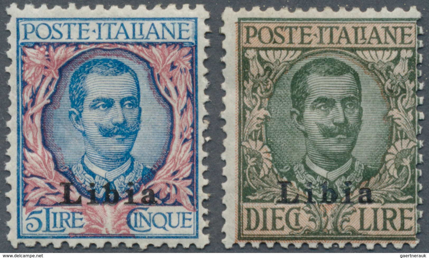 Italienisch-Libyen: 1915, 5 L Blue/rose And 10 L Olive/rose Emanuel III., VF Mint Lightly Hinged Con - Libië