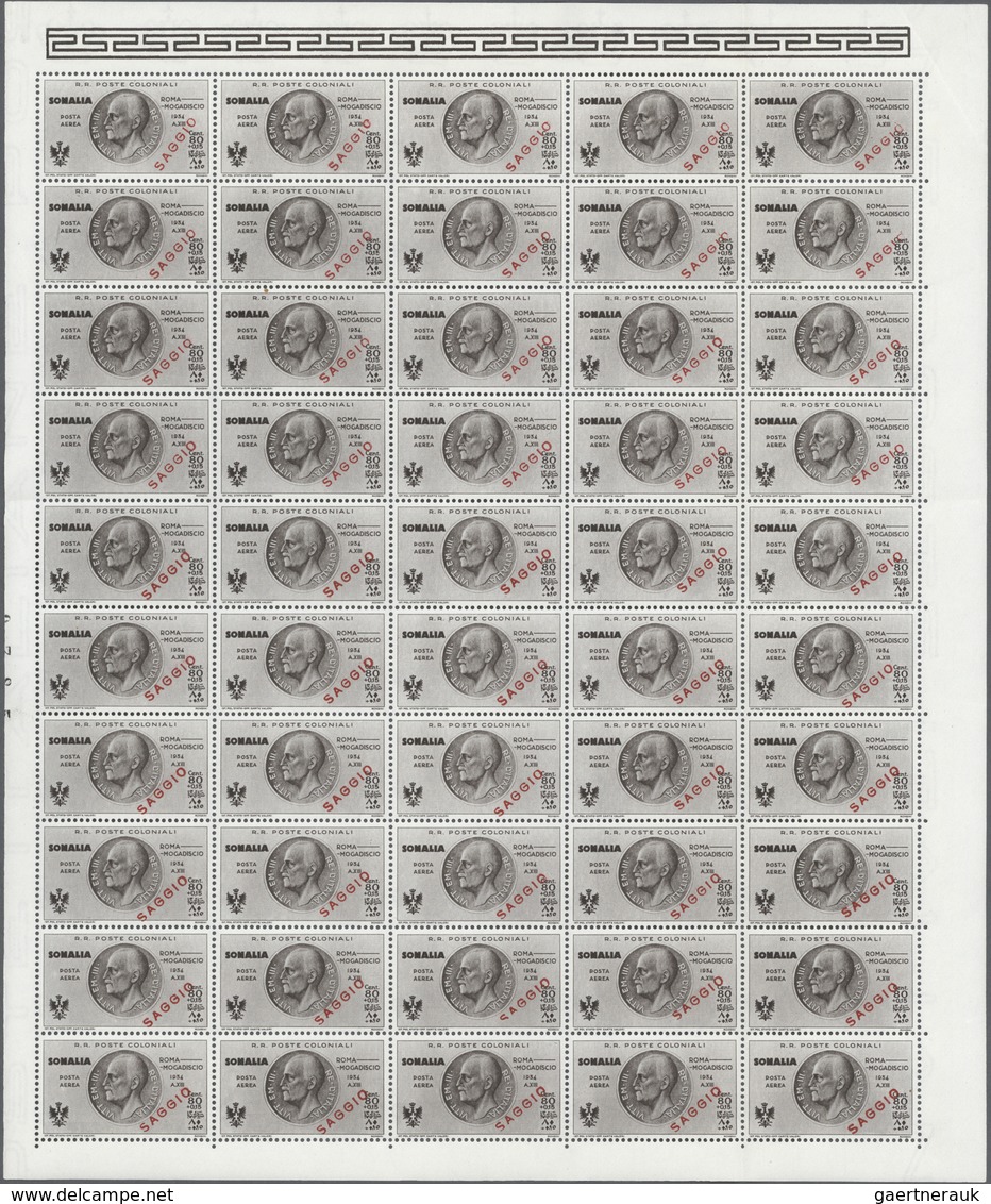 Italienisch-Somaliland: 1934: Postflight Rome-Mogadiscio, The Set Of 10 Values In Mint Original Shee - Somalië