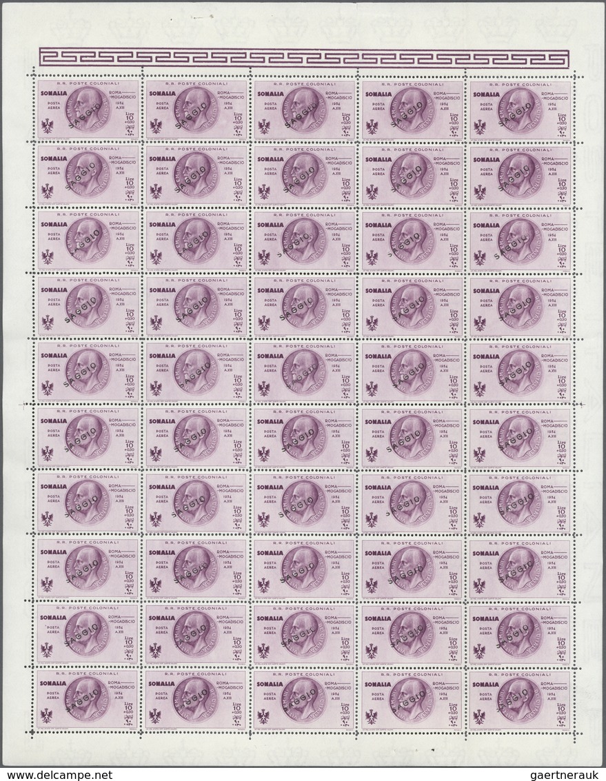 Italienisch-Somaliland: 1934: Postflight Rome-Mogadiscio, The Set Of 10 Values In Mint Original Shee - Somalië