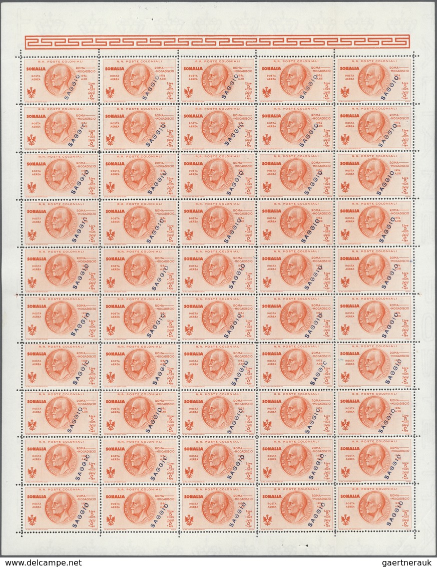 Italienisch-Somaliland: 1934: Postflight Rome-Mogadiscio, The Set Of 10 Values In Mint Original Shee - Somalia