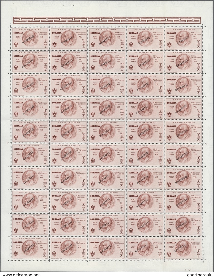 Italienisch-Somaliland: 1934: Postflight Rome-Mogadiscio, the set of 10 values in mint original shee