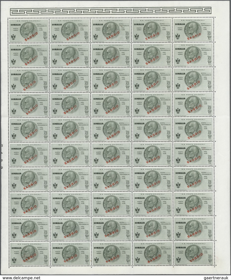 Italienisch-Somaliland: 1934: Postflight Rome-Mogadiscio, the set of 10 values in mint original shee