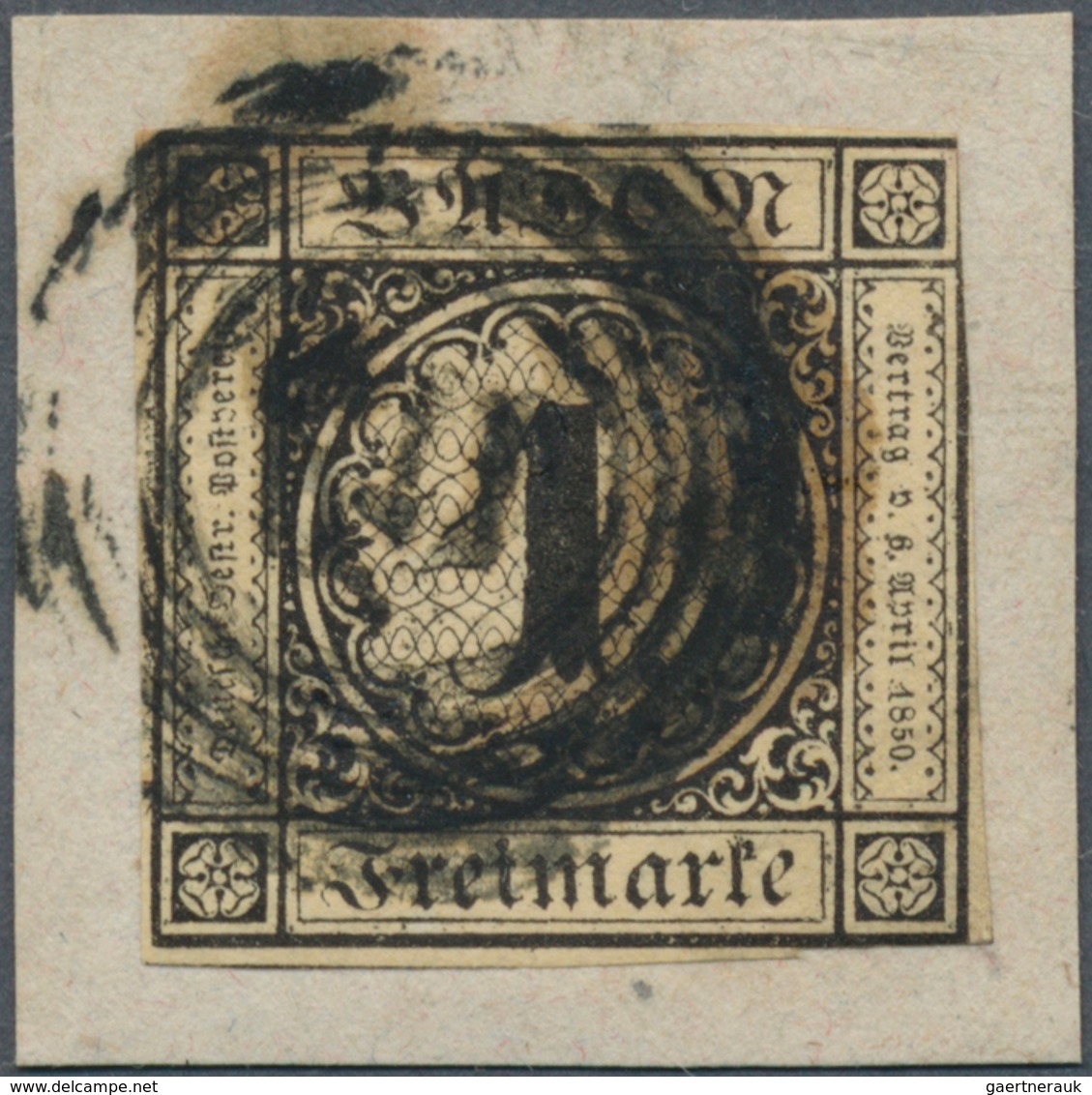 Baden - Marken Und Briefe: 1851, Ziffern 1 Kr. Schwarz Auf Altelfenbein, Dünnes Papier Der Ersten Au - Altri & Non Classificati