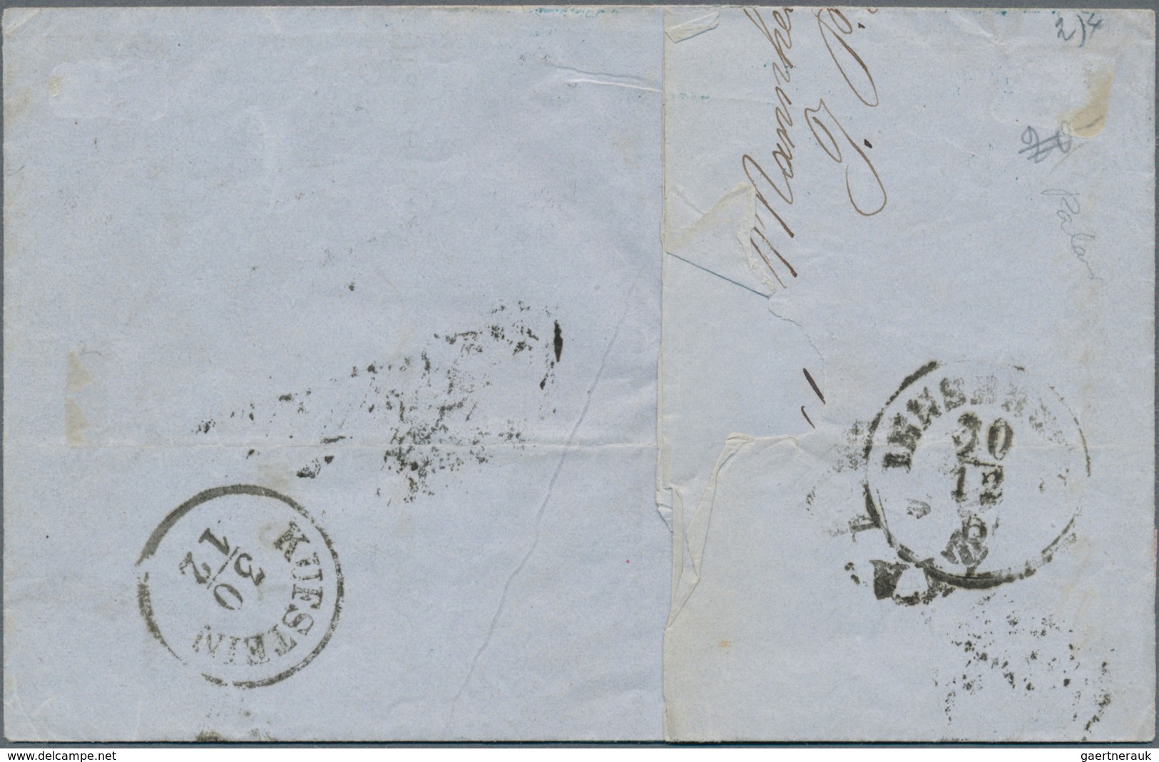 Baden - Marken Und Briefe: 1851, Ziffern 9 Kreuzer Schwarz Auf Lilarosa Auf Brief Von Mannheim 29.12 - Autres & Non Classés