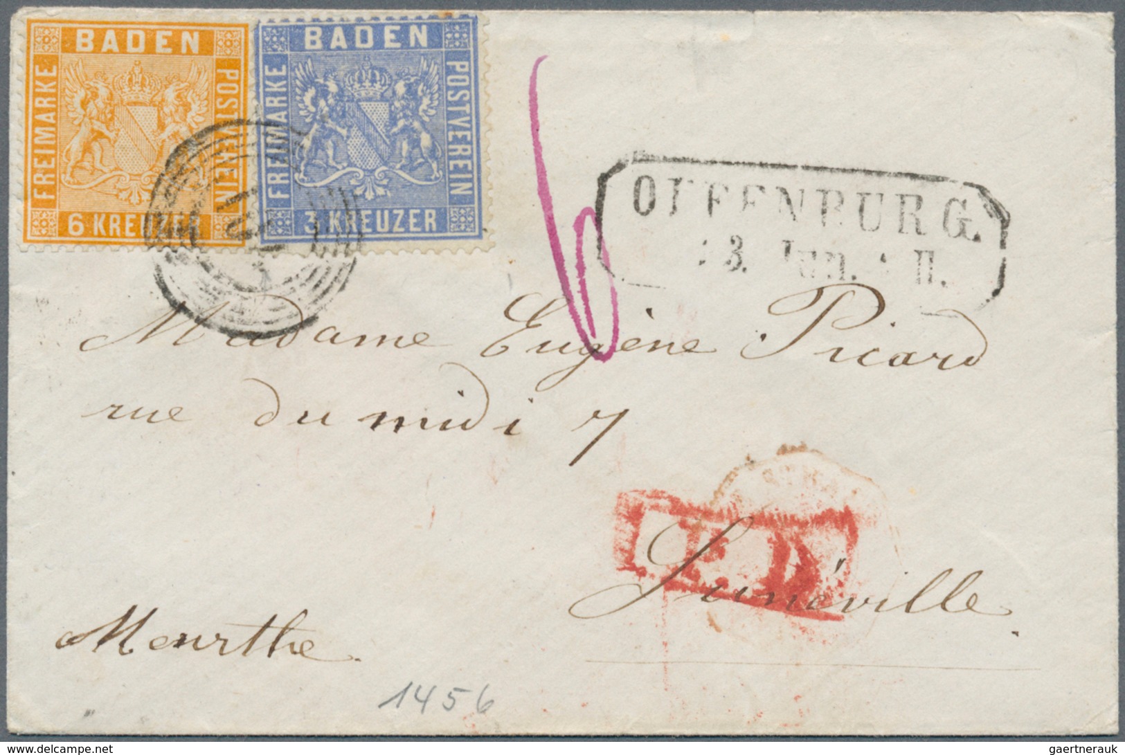Baden - Marken Und Briefe: 1860, Drei Bessere Buntfrankaturen Der Eng Gezähnten 1860 Wappenausgabe: - Otros & Sin Clasificación