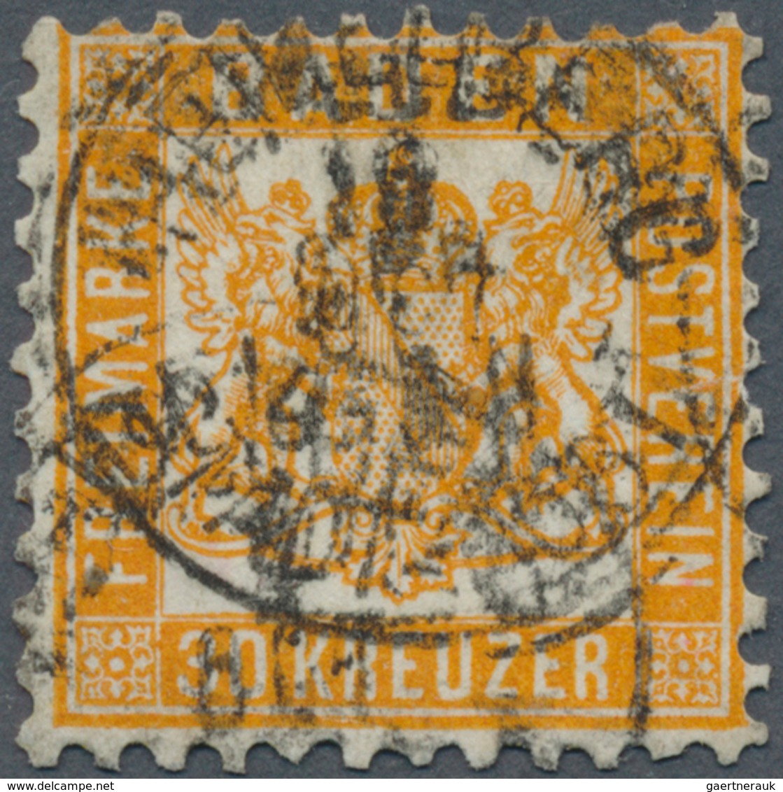 Baden - Marken Und Briefe: 1862, Wappen 30 Kr. Dunkelgelblichorange Mit K1 "HEIDELBERG 19 OCT" In Gu - Sonstige & Ohne Zuordnung