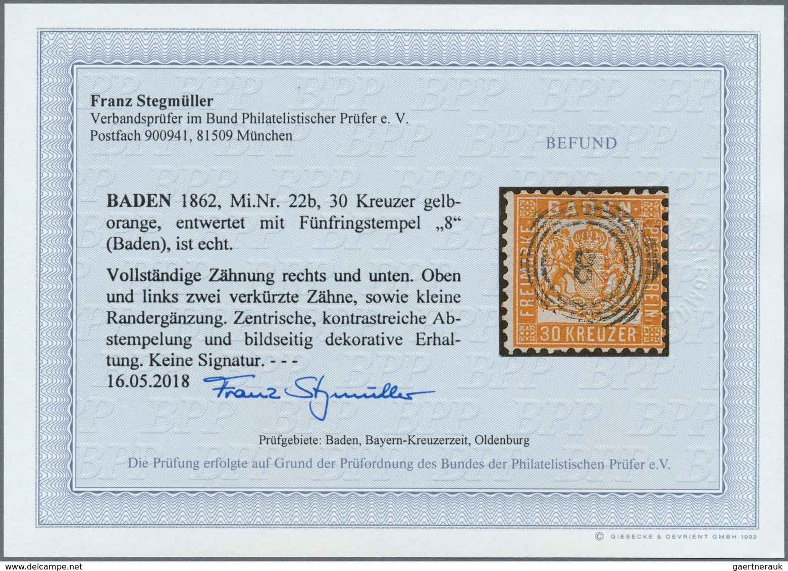 Baden - Marken Und Briefe: 1862, 30 Kr. Gelborange, Farbfrisch Und In üblicher, Meist Guter Zähnung - Autres & Non Classés
