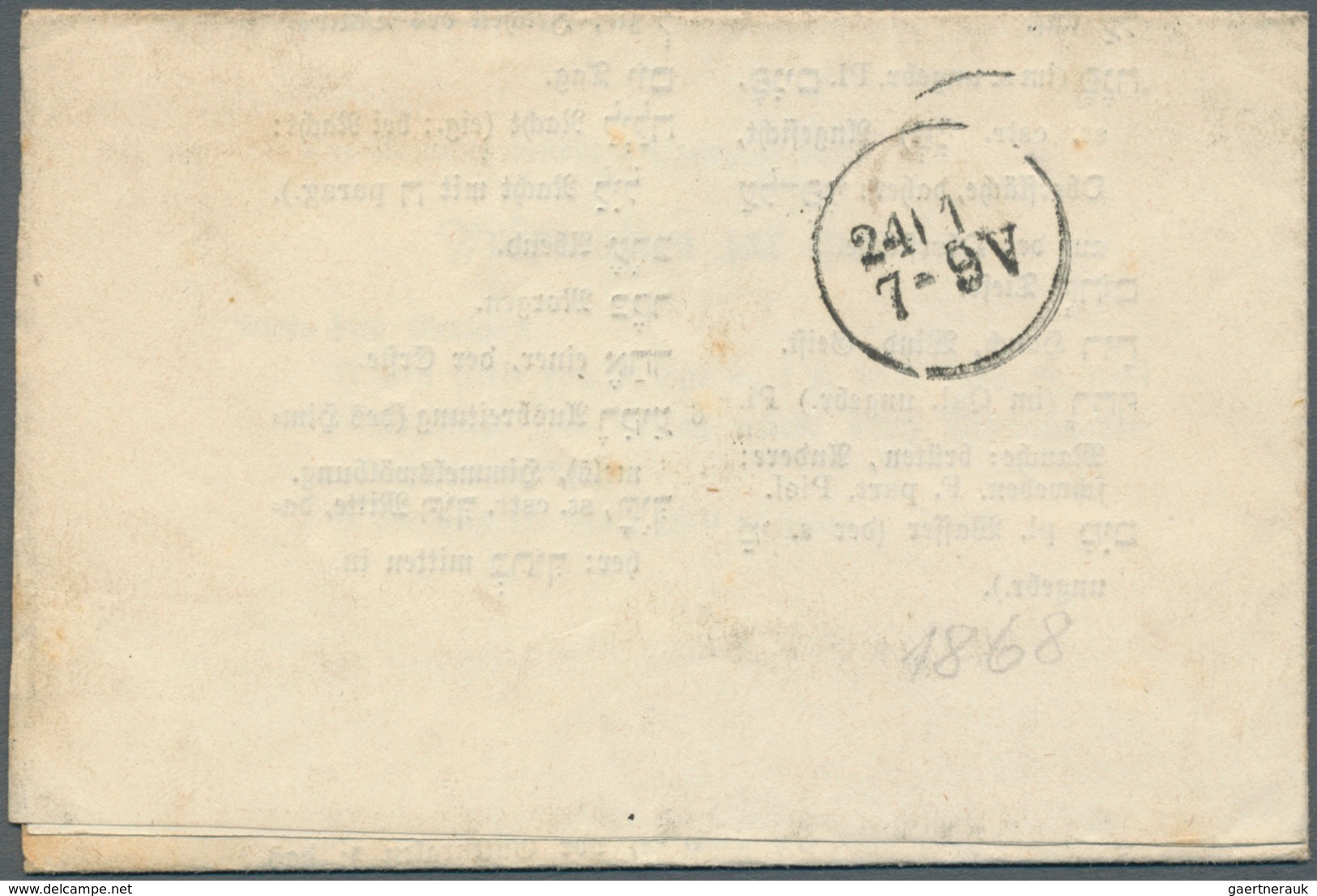 Baden - Postablagestempel: 1868, 1 Kr Hellgrün, EF Auf Kompletter Faltdrucksache Mit Oval-Stpl. "PFO - Altri & Non Classificati