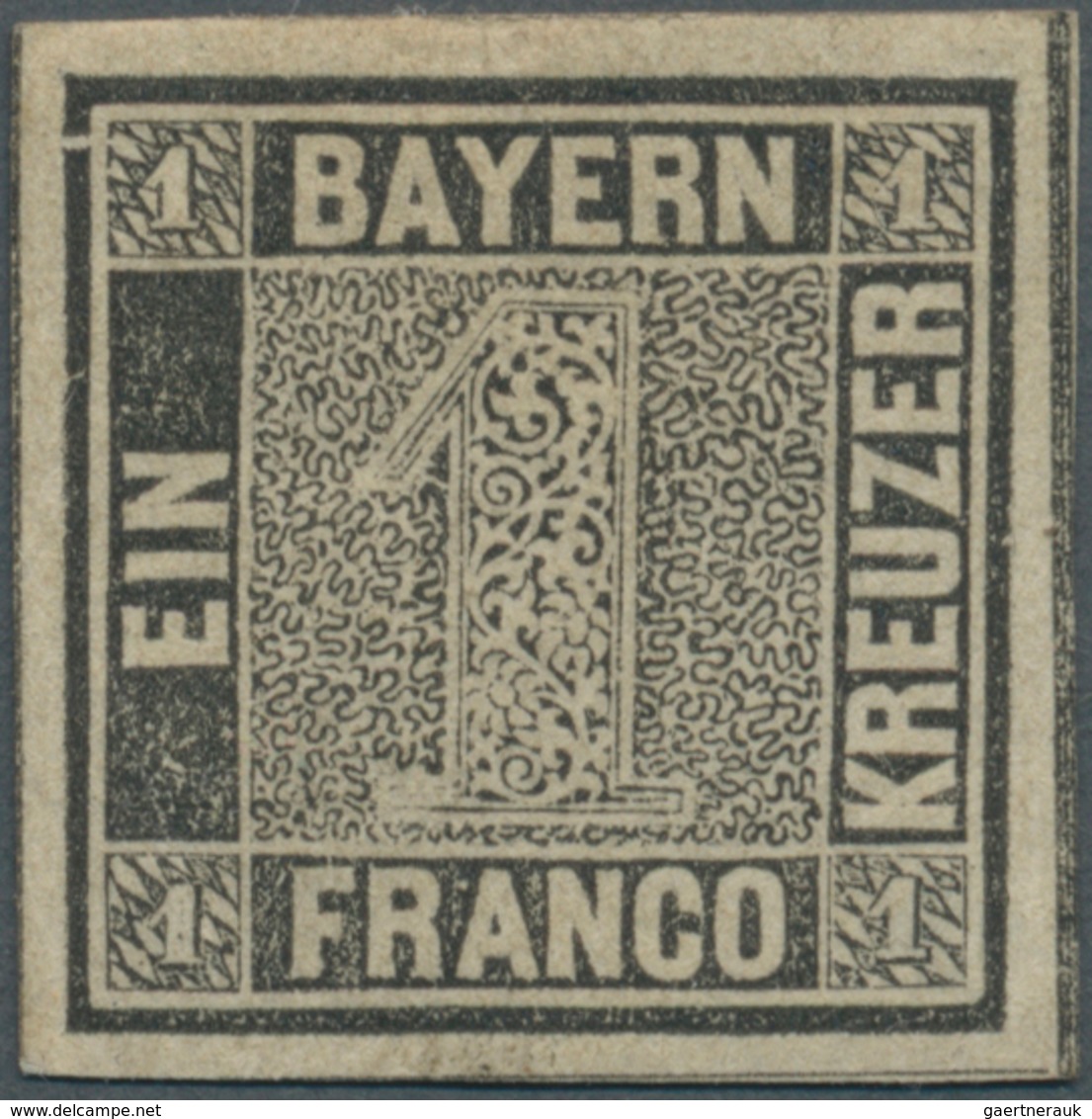 Bayern - Marken Und Briefe: 1849, Schwarzer Einser 1 Kreuzer Schwarz Platte 1 Mit Plattenfehler: Lin - Altri & Non Classificati