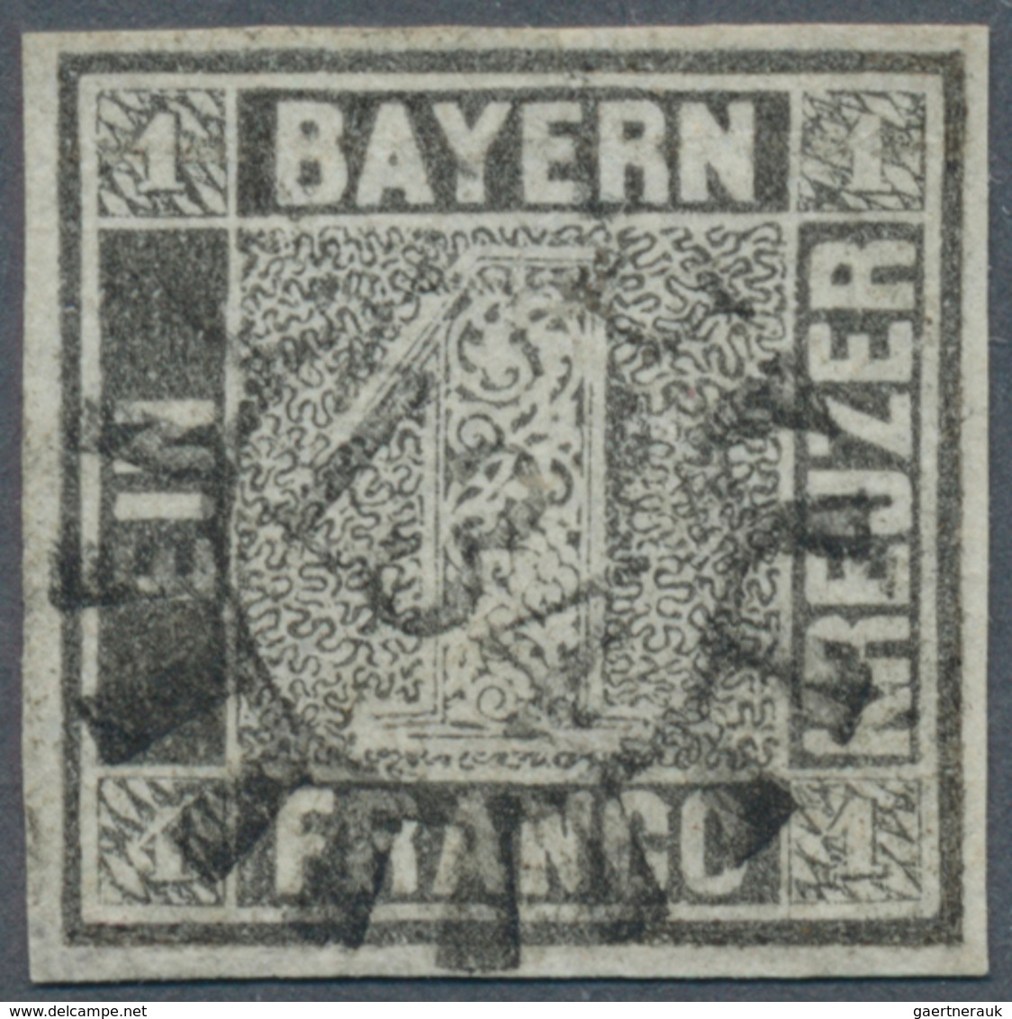 Bayern - Marken Und Briefe: 1849, Schwarzer Einser 1 Kreuzer Grauschwarz, Platte 1 Mit Zentrischem G - Other & Unclassified