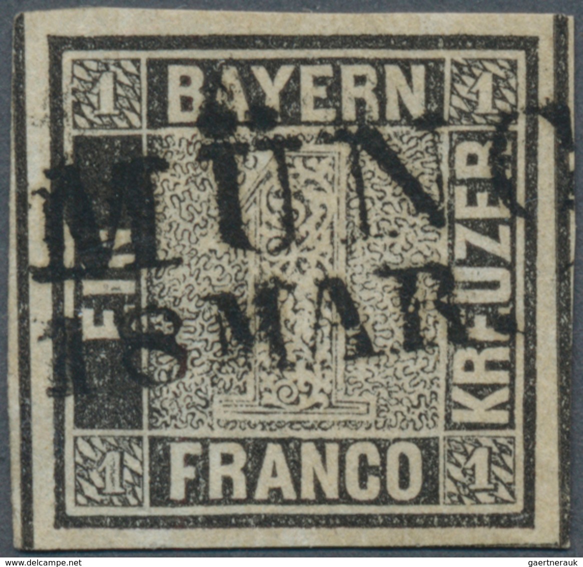 Bayern - Marken Und Briefe: 1849, Schwarzer Einser 1 Kreuzer Schwarz, Platte 1 Mit Klarem L2 "MÜNCH( - Altri & Non Classificati