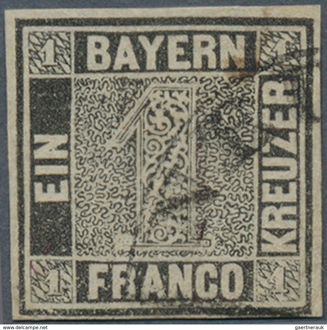 Bayern - Marken Und Briefe: 1849, Schwarzer Einser 1 Kreuzer Schwarz, Platte 1 Mit HK Von Neu-Ulm Un - Altri & Non Classificati