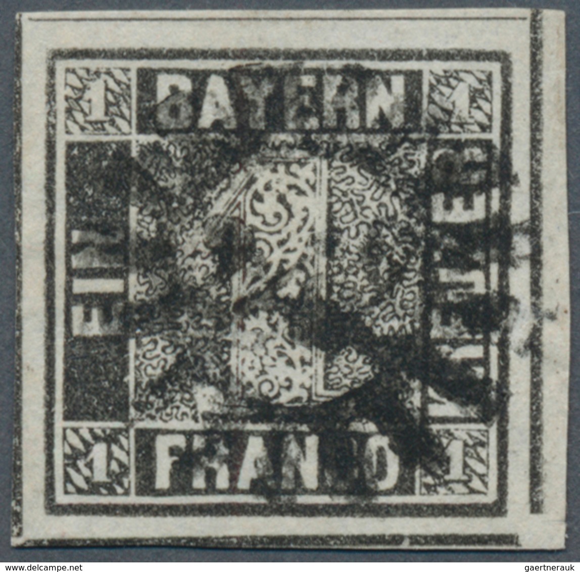 Bayern - Marken Und Briefe: 1849, Schwarzer Einser 1 Kreuzer Grauschwarz, Platte 1 Vom Rechten Unter - Other & Unclassified