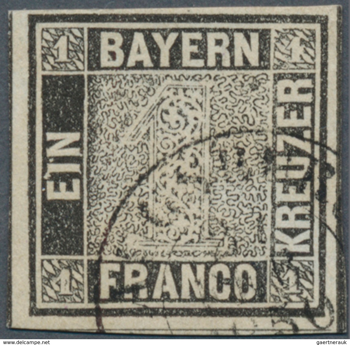 Bayern - Marken Und Briefe: 1849, Schwarzer Einser 1 Kreuzer Schwarz, Platte 1 Mit K2 "AUGSBURG 2 FE - Altri & Non Classificati