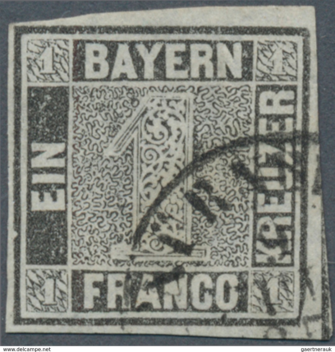 Bayern - Marken Und Briefe: 1849, Schwarzer Einser 1 Kreuzer Grauschwarz, Platte 1 Mit K2 "NÜRNB(ERG - Otros & Sin Clasificación