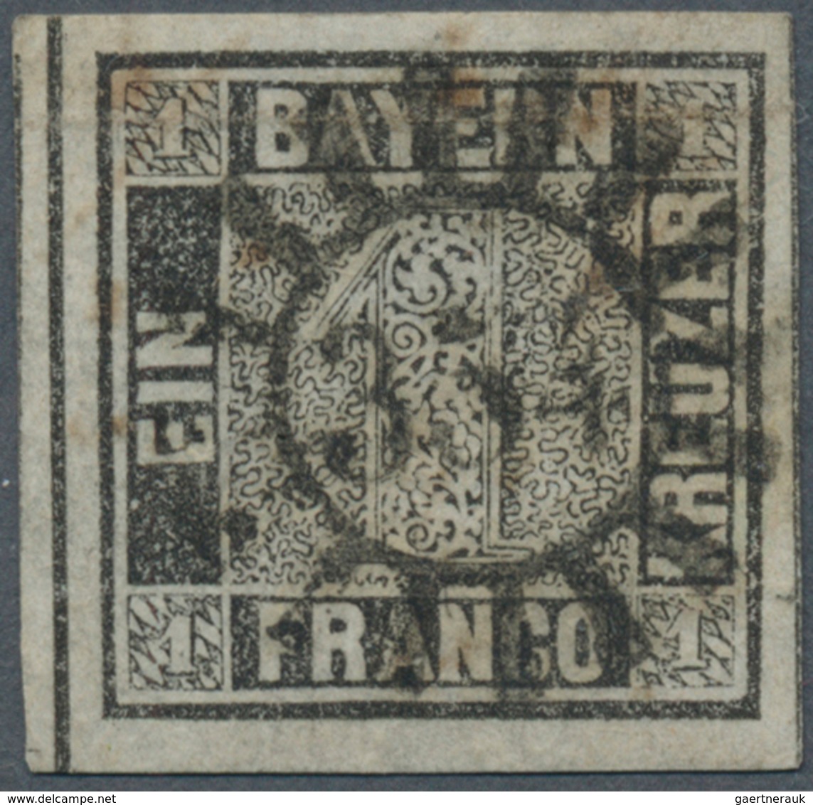 Bayern - Marken Und Briefe: 1849, Schwarzer Einser 1 Kreuzer Schwarz, Platte 1 Mit GMR "354" (Ühlfel - Altri & Non Classificati