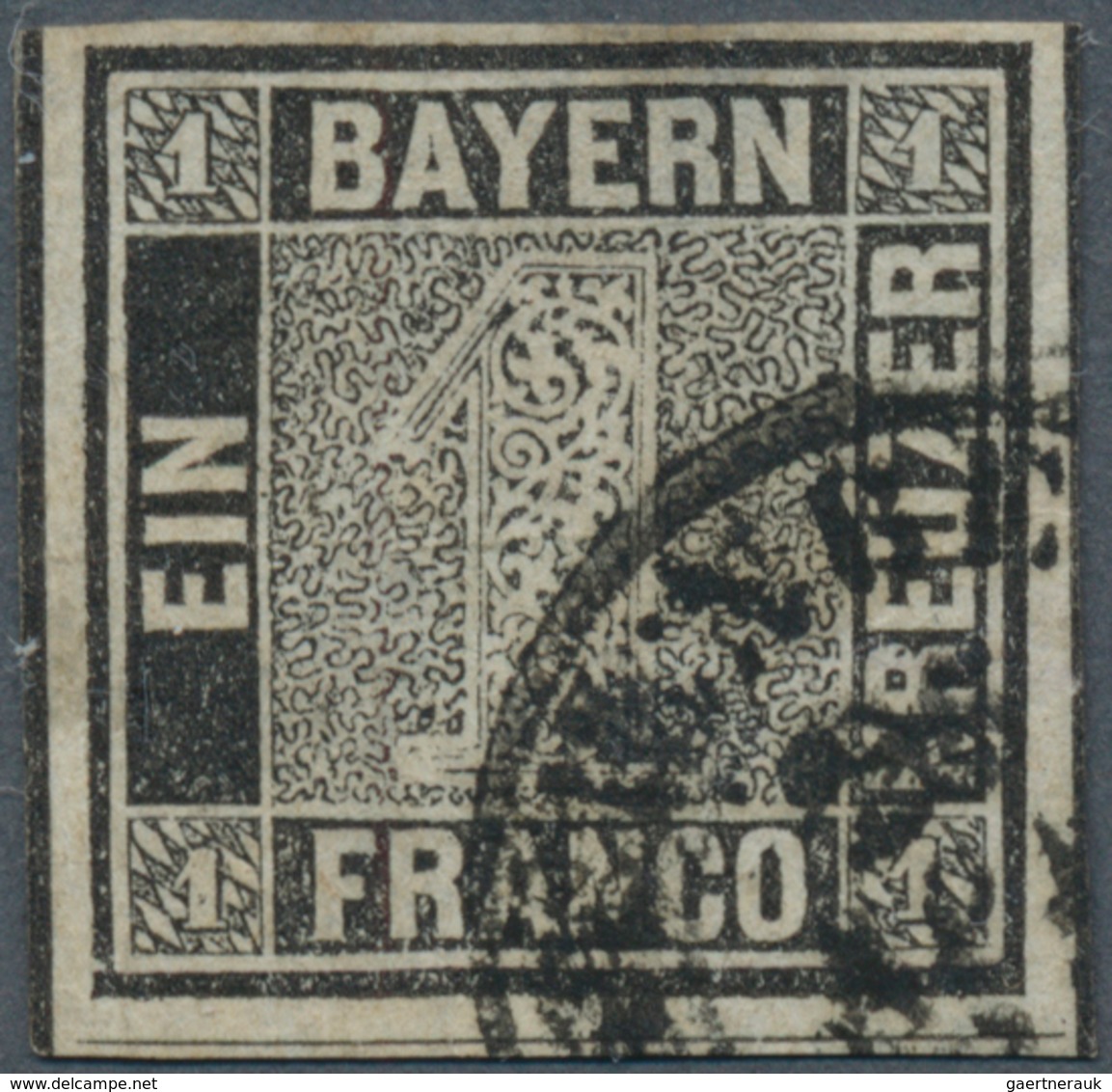 Bayern - Marken Und Briefe: 1849, Schwarzer Einser 1 Kreuzer Schwarz, Platte 1 Mit K2 "NÜRNBE(RG) 26 - Altri & Non Classificati