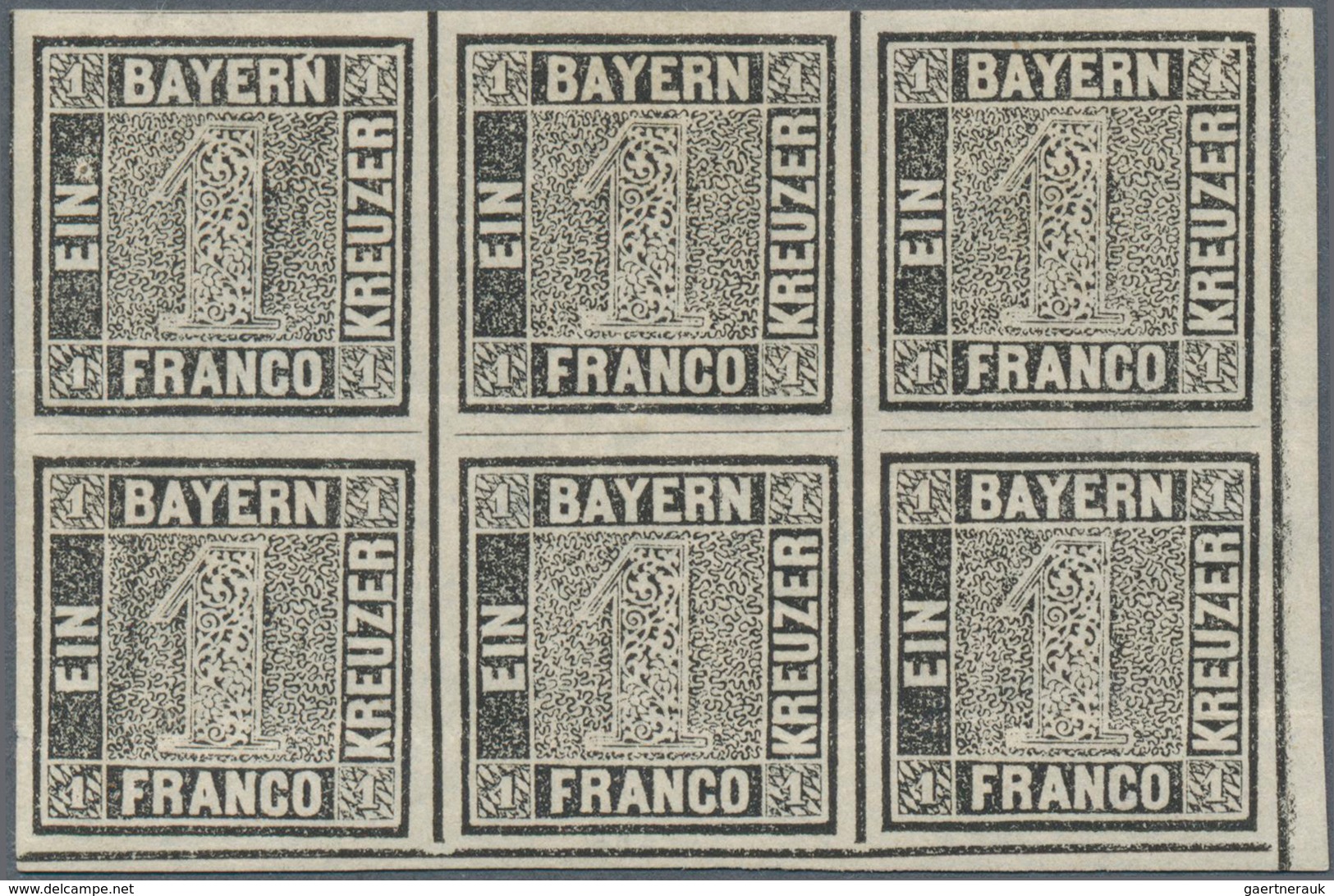 Bayern - Marken Und Briefe: 1849, Ziffernzeichnung 1 Kr. Grauschwarz Auf Weiß, Platte 1, Ungebraucht - Altri & Non Classificati