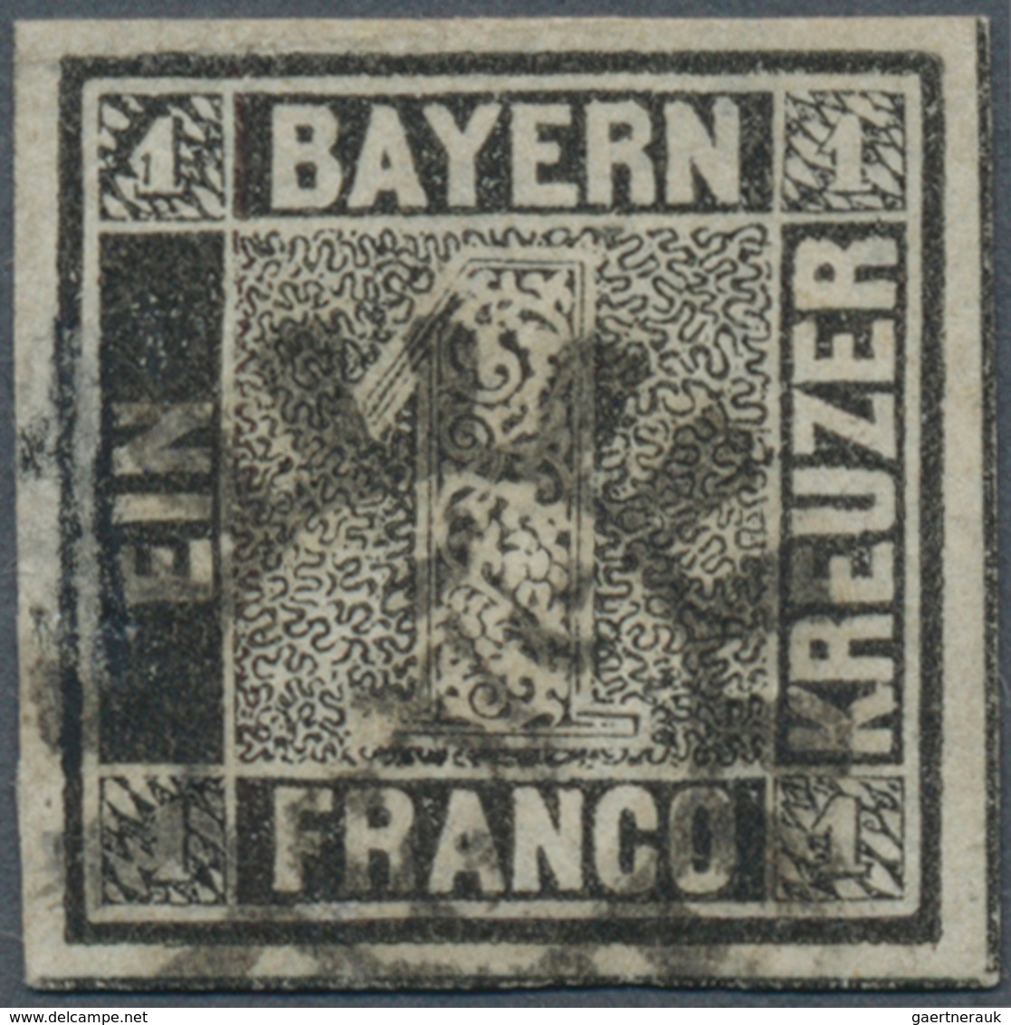 Bayern - Marken Und Briefe: 1849, Schwarzer Einser 1 Kreuzer Schwarz, Platte 1 Mit Bisher Unbekannte - Altri & Non Classificati