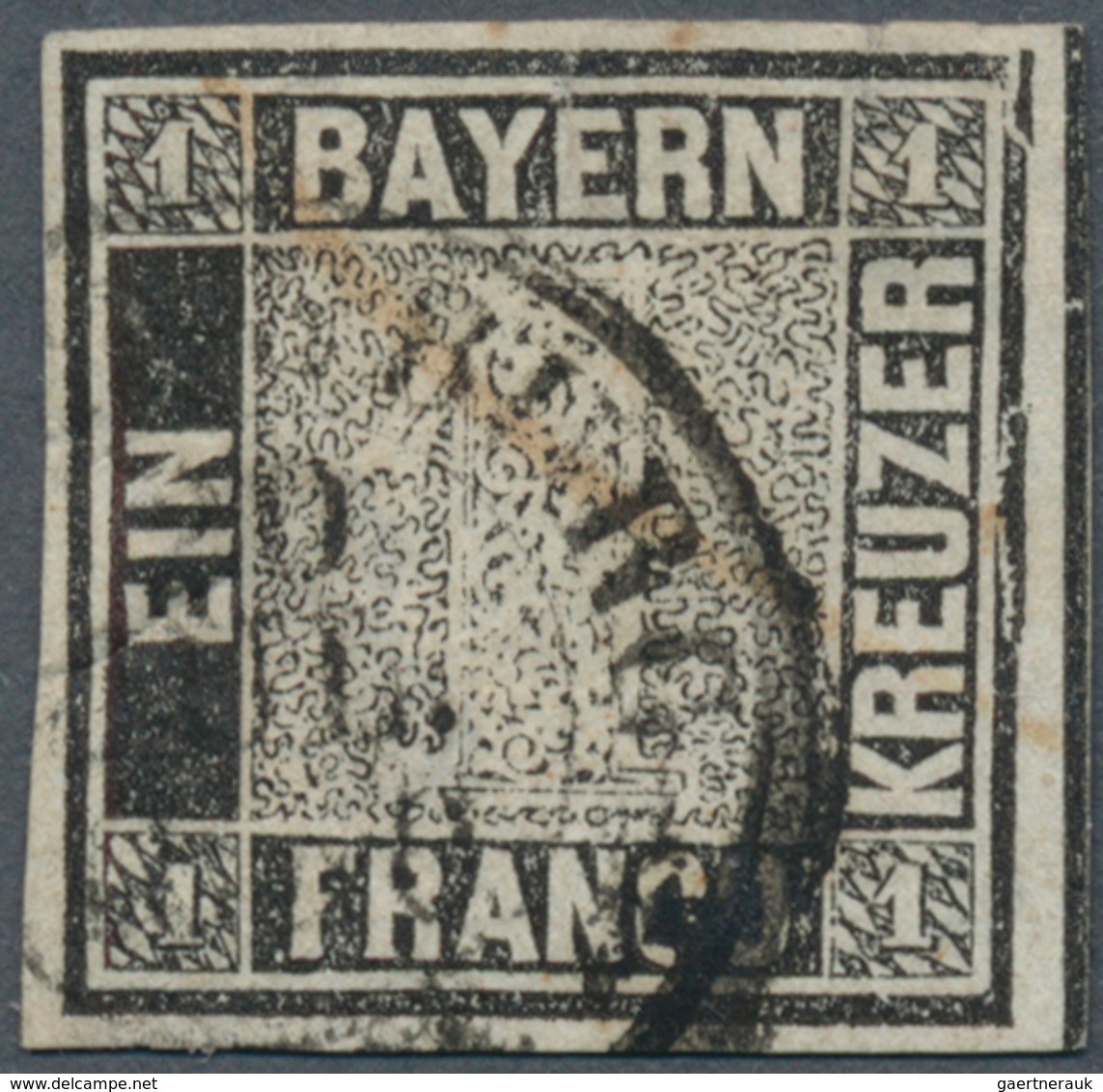 Bayern - Marken Und Briefe: 1849, Schwarzer Einser 1 Kreuzer Grauschwarz, Platte 1 Mit Plattenfehler - Altri & Non Classificati