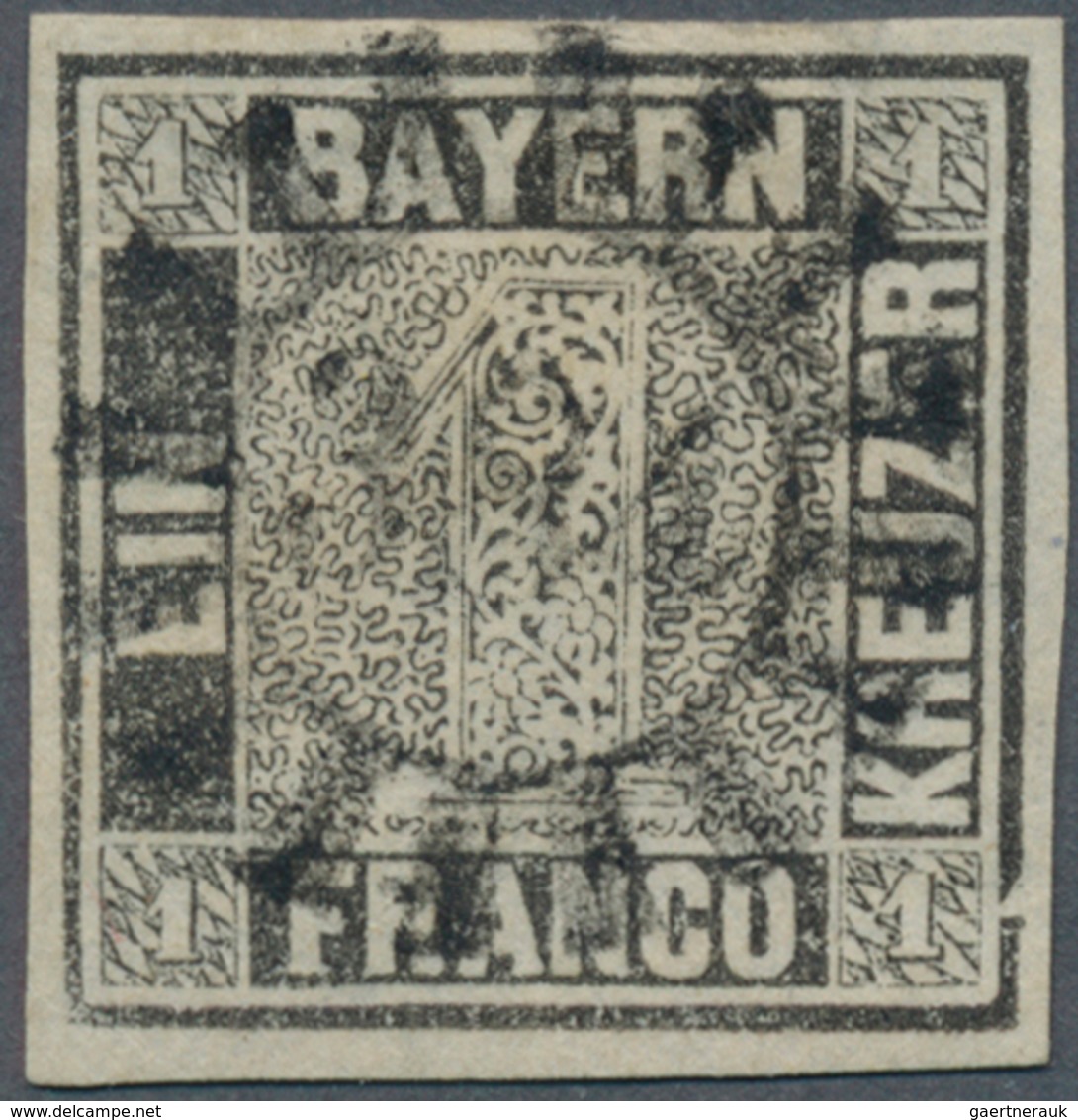 Bayern - Marken Und Briefe: 1849, Schwarzer Einser 1 Kreuzer Schwarz, Platte 1 Mit Plattenfehler: Ke - Altri & Non Classificati