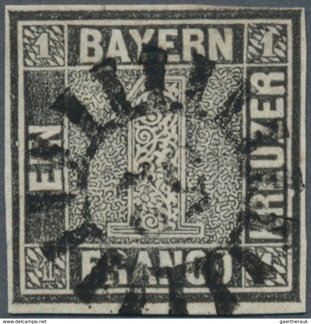 Bayern - Marken Und Briefe: 1849, Schwarzer Einser 1 Kreuzer Grauschwarz, Platte 2 Mit GMR "52" (Det - Altri & Non Classificati