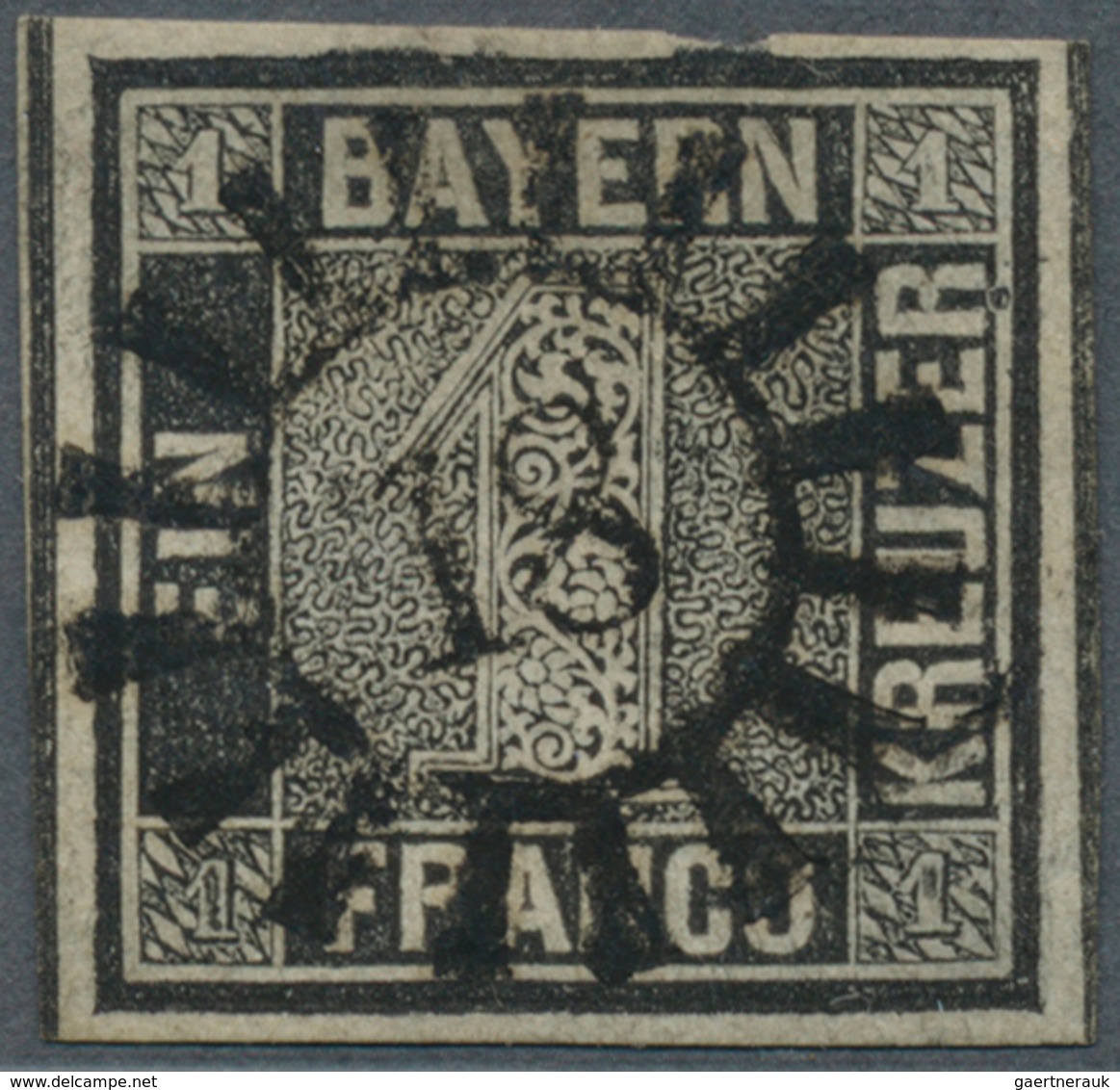 Bayern - Marken Und Briefe: 1849-50 1 Kr. Grauschwarz Von Platte 2, Gebraucht In Augsburg Und Mit Ge - Altri & Non Classificati