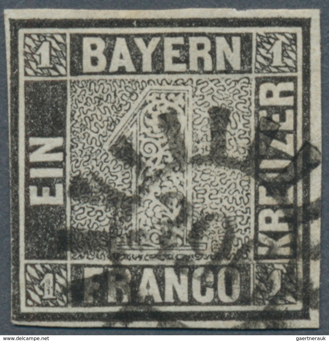 Bayern - Marken Und Briefe: 1849, Schwarzer Einser 1 Kreuzer Schwarz, Platte 2 Mit Zentrischem GMR " - Otros & Sin Clasificación
