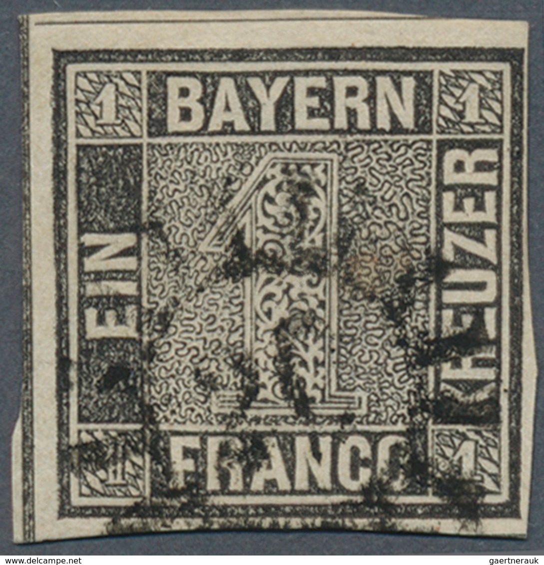 Bayern - Marken Und Briefe: 1849, Schwarzer Einser 1 Kreuzer Schwarz, Platte 2 Mit Zentrischem GMR " - Altri & Non Classificati