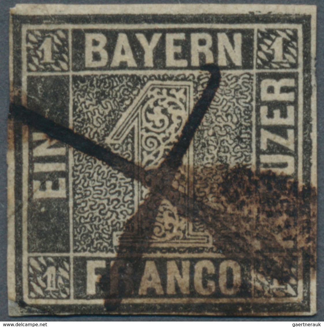 Bayern - Marken Und Briefe: 1849, Schwarzer Einser 1 Kreuzer Grauschwarz, Platte 2 Mit Schwarzem Fed - Altri & Non Classificati