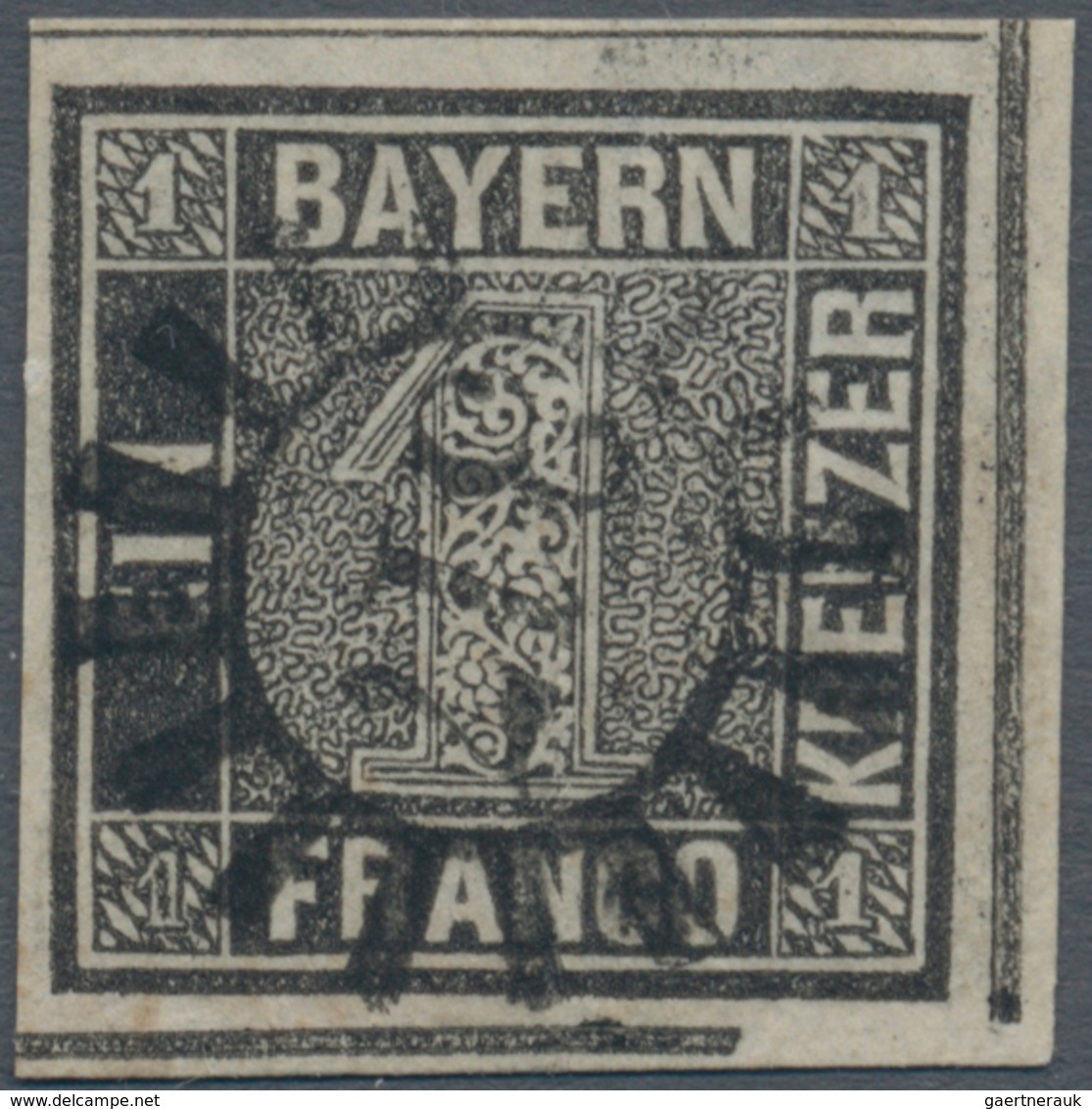 Bayern - Marken Und Briefe: 1849, Schwarzer Einser, 1 Kreuzer Grauschwarz, Platte 2 Mit GMR "317", F - Altri & Non Classificati