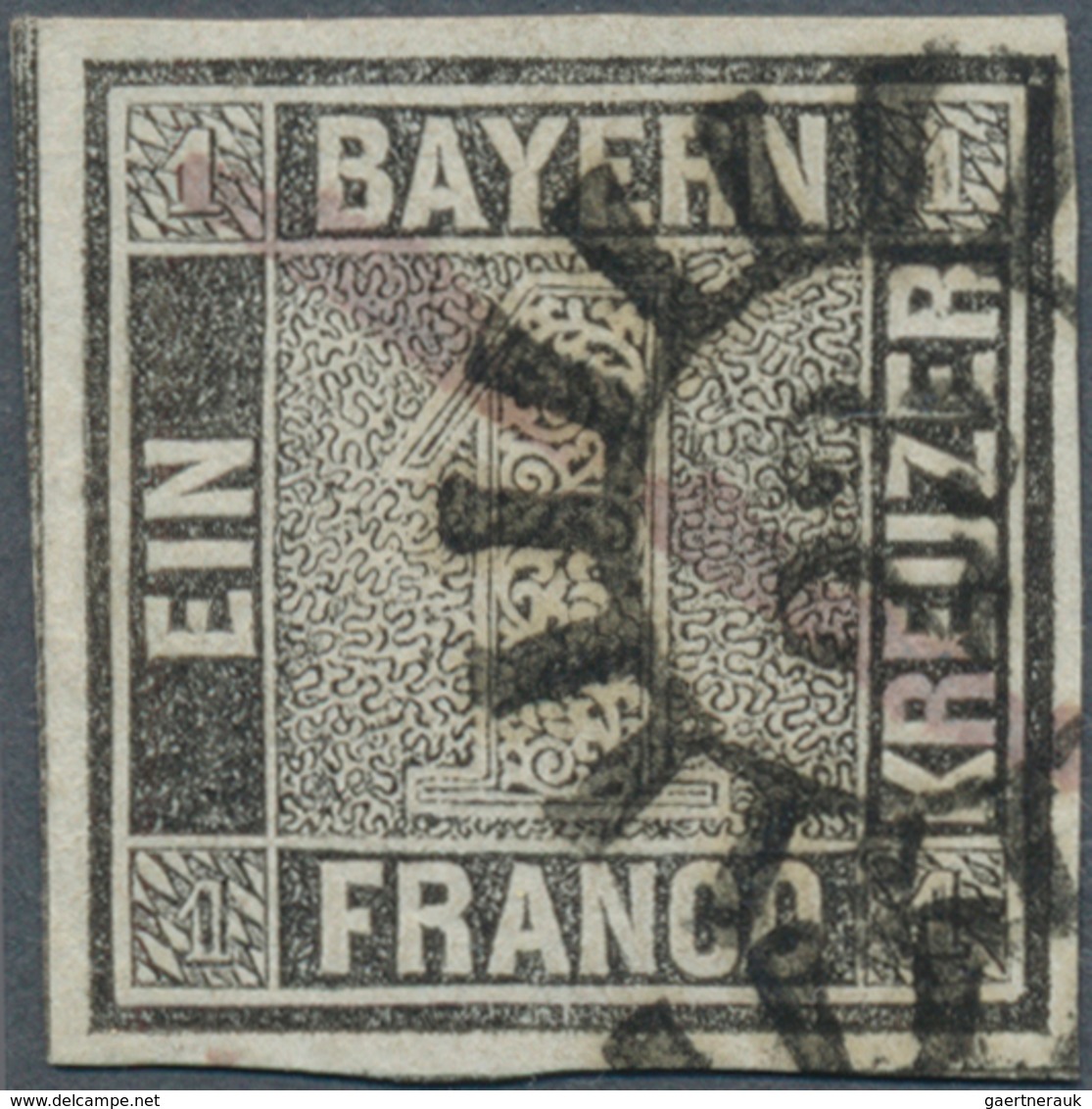 Bayern - Marken Und Briefe: 1849, Schwarzer Einser 1 Kreuzer Schwarz, Platte 2 Mit Zentrischem GMR " - Altri & Non Classificati