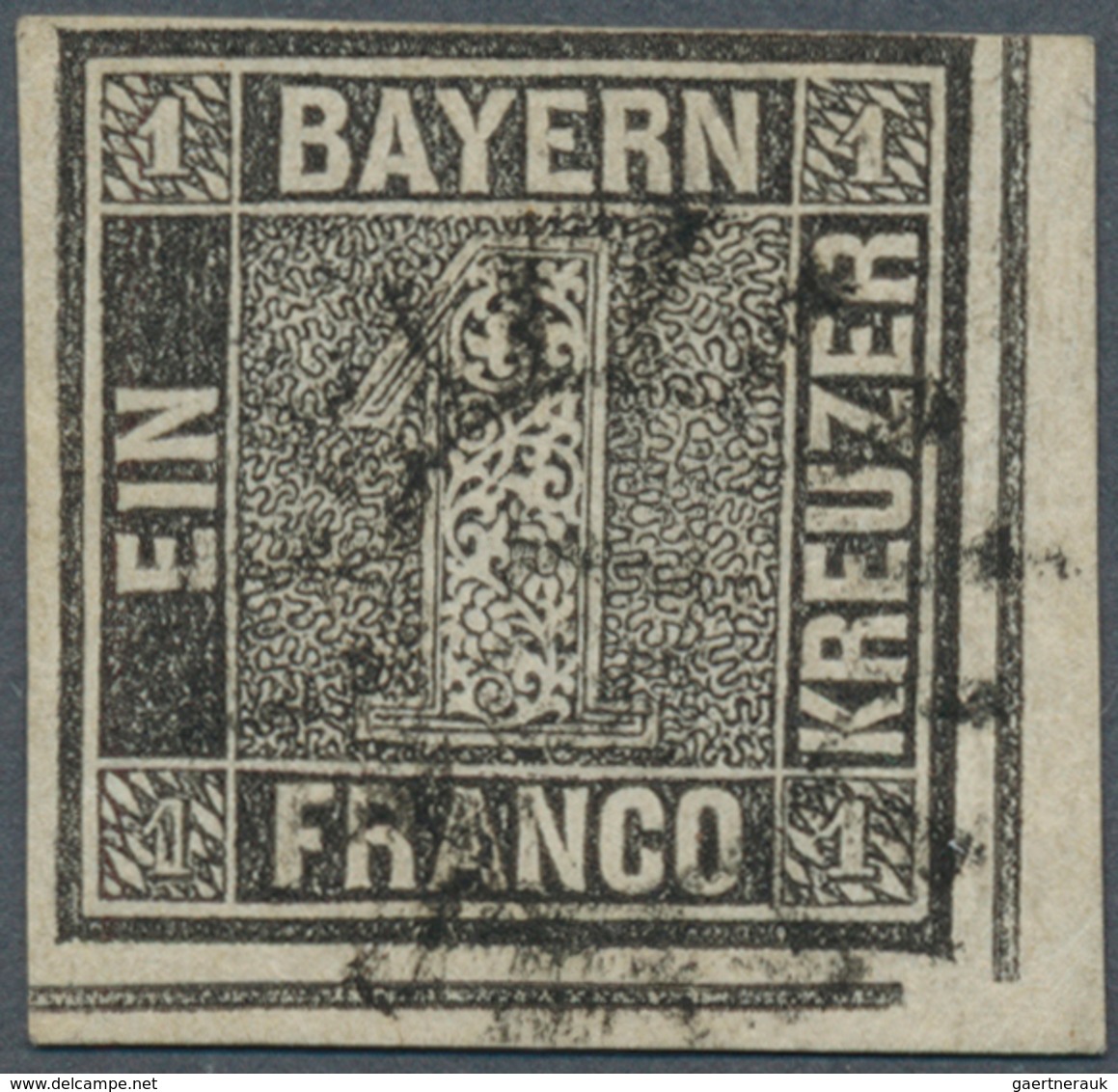 Bayern - Marken Und Briefe: 1849, Schwarzer Einser 1 Kreuzer Schwarz, Platte 2 Vom Rechten Unteren E - Altri & Non Classificati