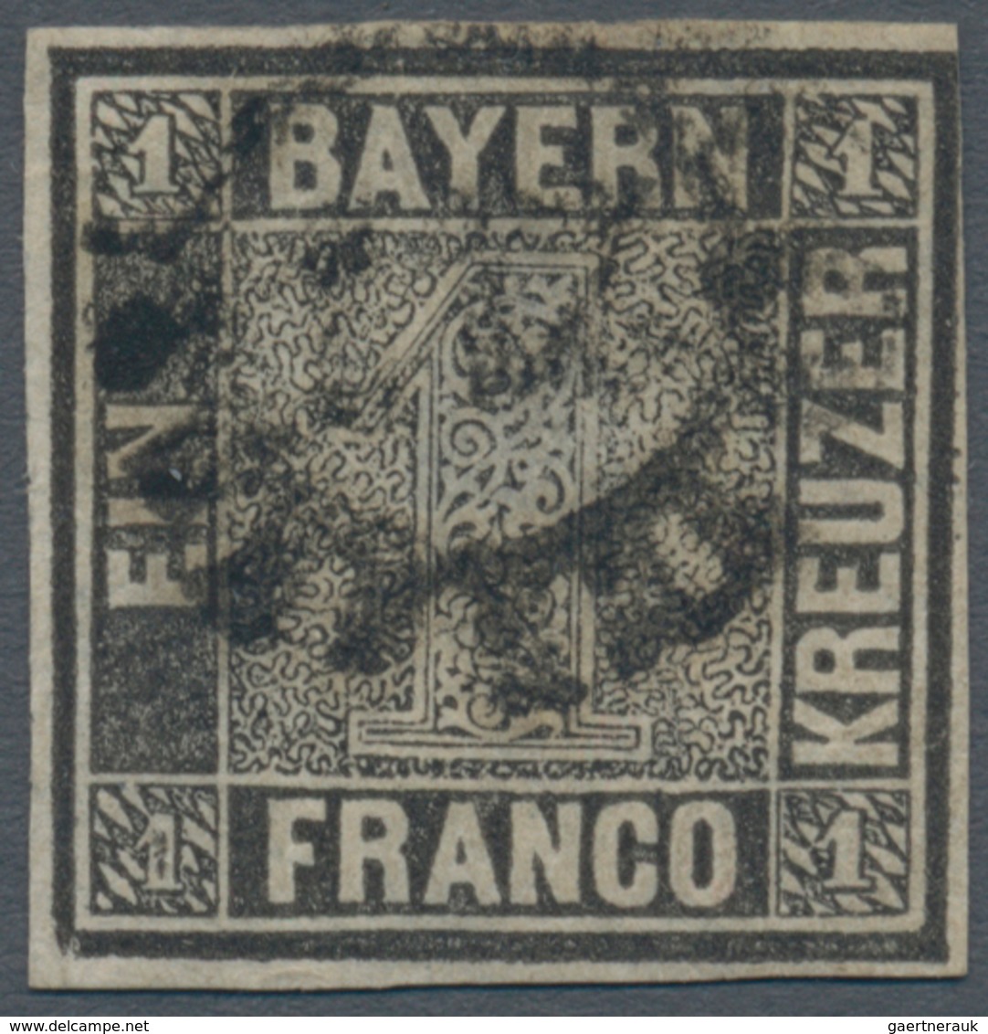 Bayern - Marken Und Briefe: 1849, Schwarzer Einser 1 Kreuzer Grauschwarz, Platte 2 Mit GMR "217" (Mü - Altri & Non Classificati