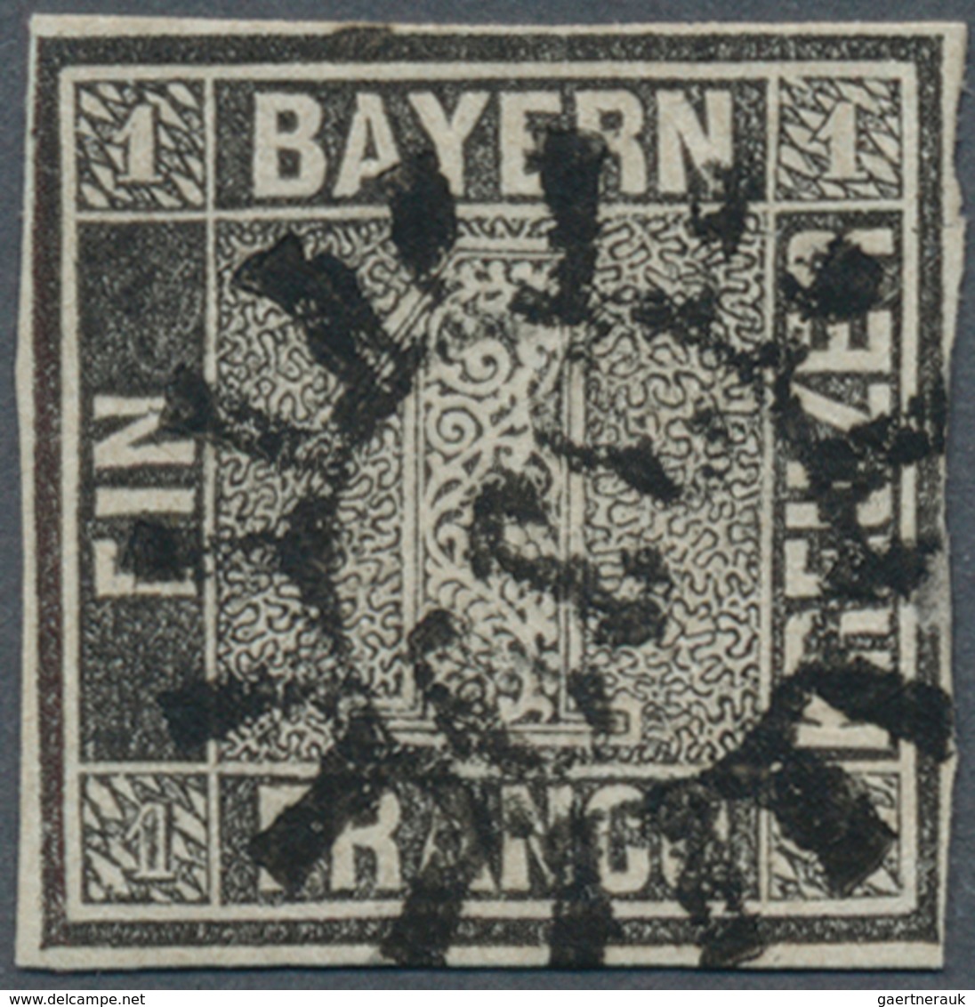 Bayern - Marken Und Briefe: 1849, Schwarzer Einser 1 Kreuzer Grauschwarz, Platte 2 Mit Zentrischem G - Altri & Non Classificati